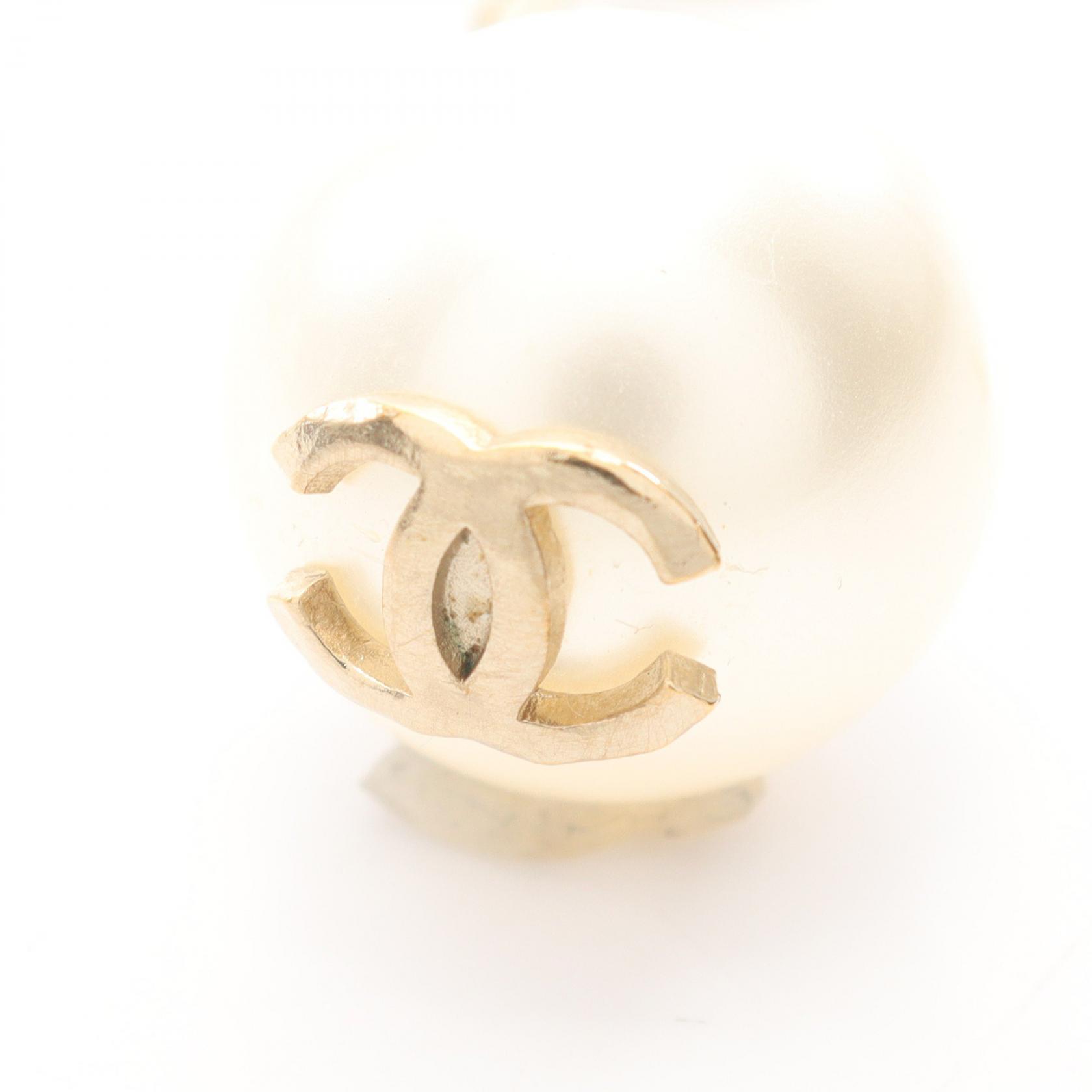 CHANEL COCO Mark Pierced earrings Gold Plated Artificial 