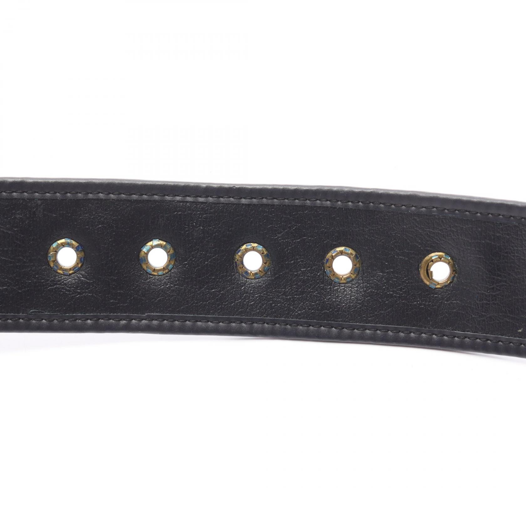 Christian Dior CD buckle oblique belt canvas leather Navy Beige
