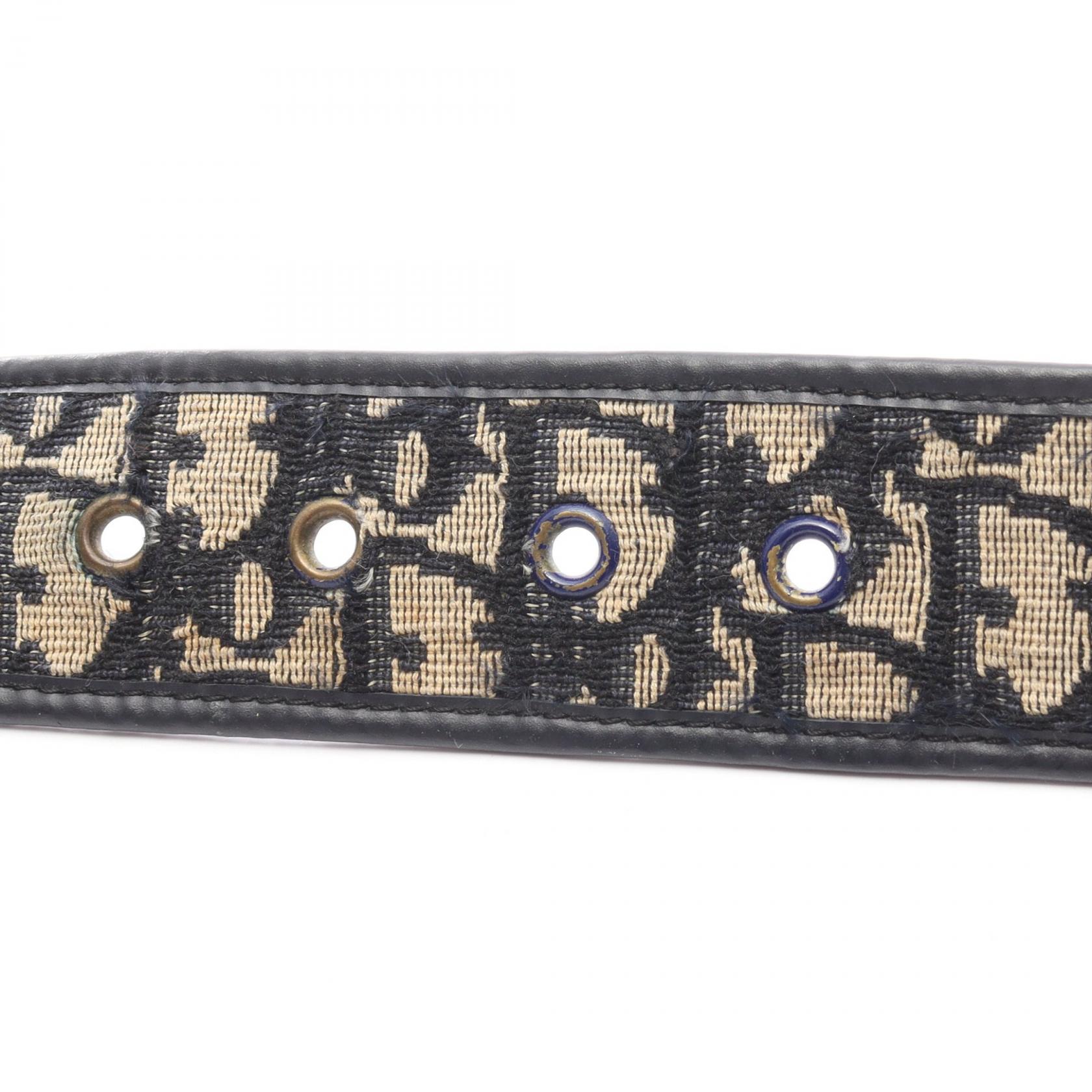 Dior ロゴキャンバスベルト ネイビー/ベージュ Christian Dior CD buckle oblique belt canvas leather Navy Beige