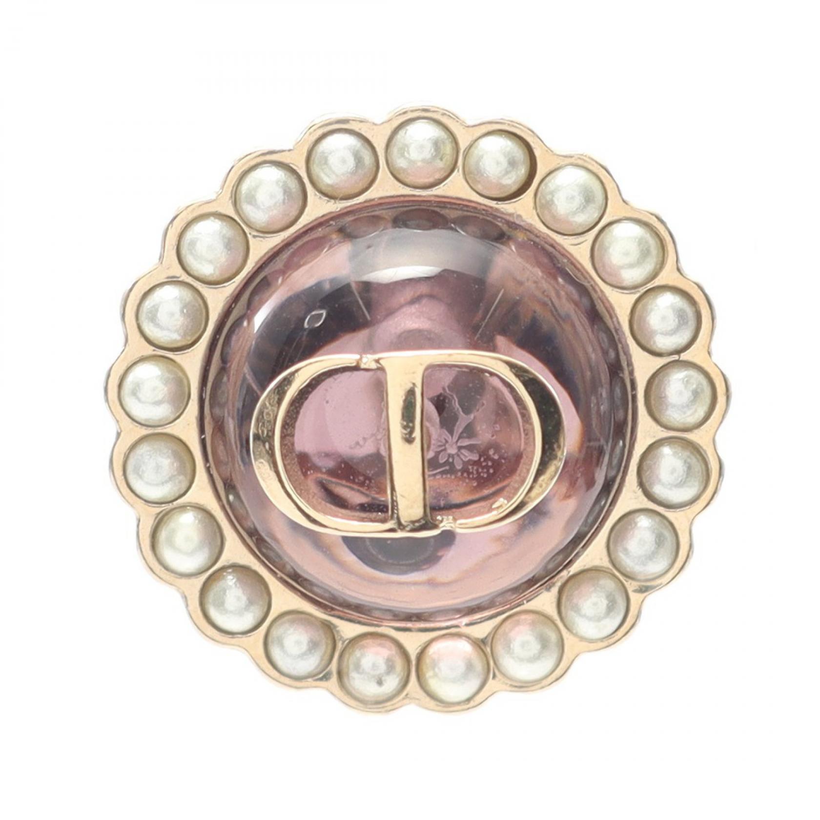 Christian Dior Petit CD Baroque Pierced earrings Gold Plated Pink