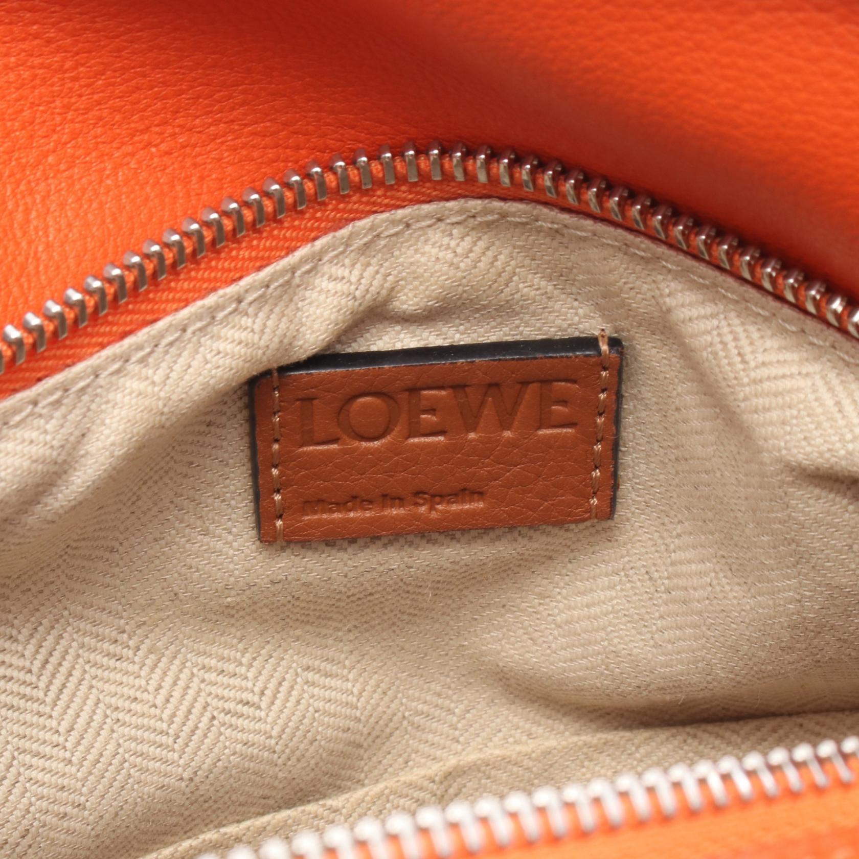 LOEWE Puzzle small 2Way Shoulder Handbag leather Orange Pink Used