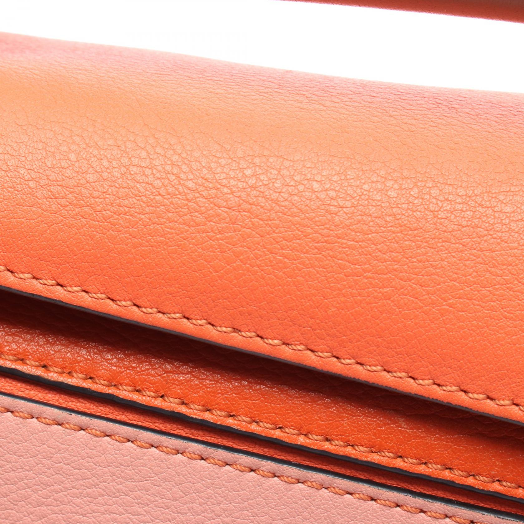 LOEWE Puzzle small 2Way Shoulder Handbag leather Orange Pink Used