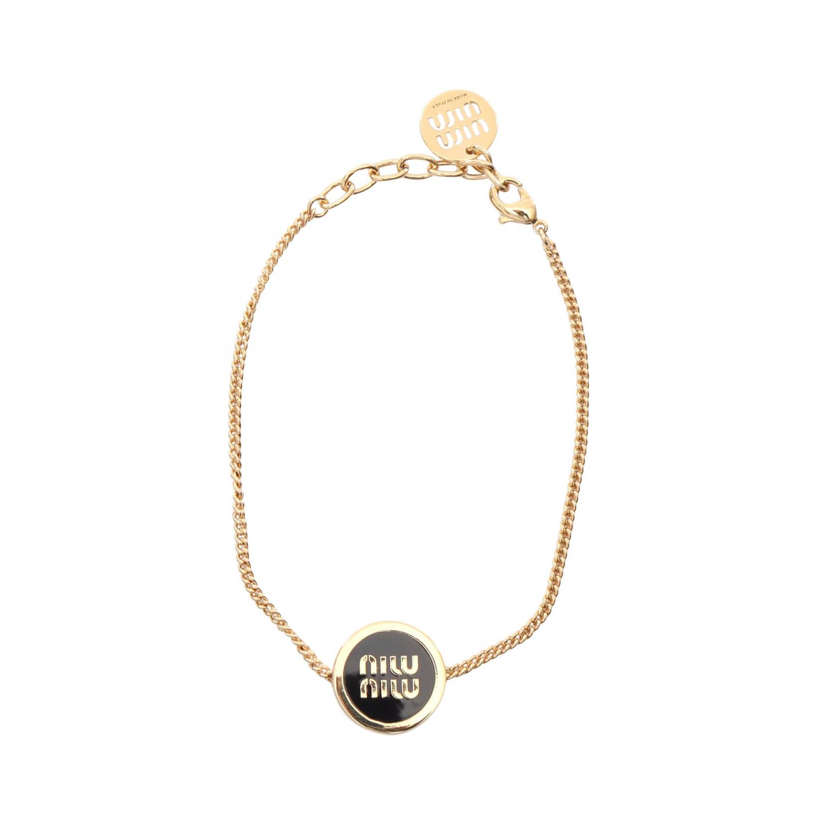 Miu Miu Logo Bracelet 5IB6322F6TF0002 Gold Plated Enamel 18.5cm