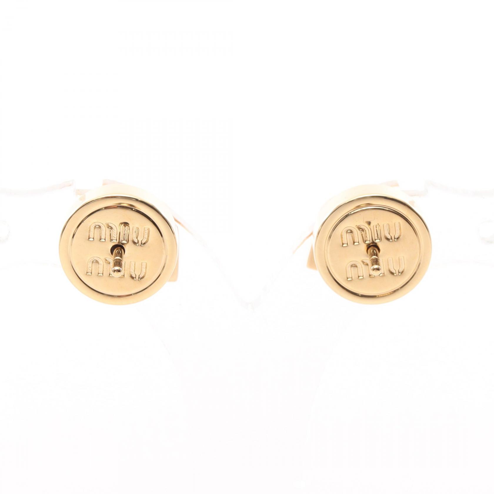 Miu Miu Pierced earrings Gold Plated enamel Black NEW Women | eBay