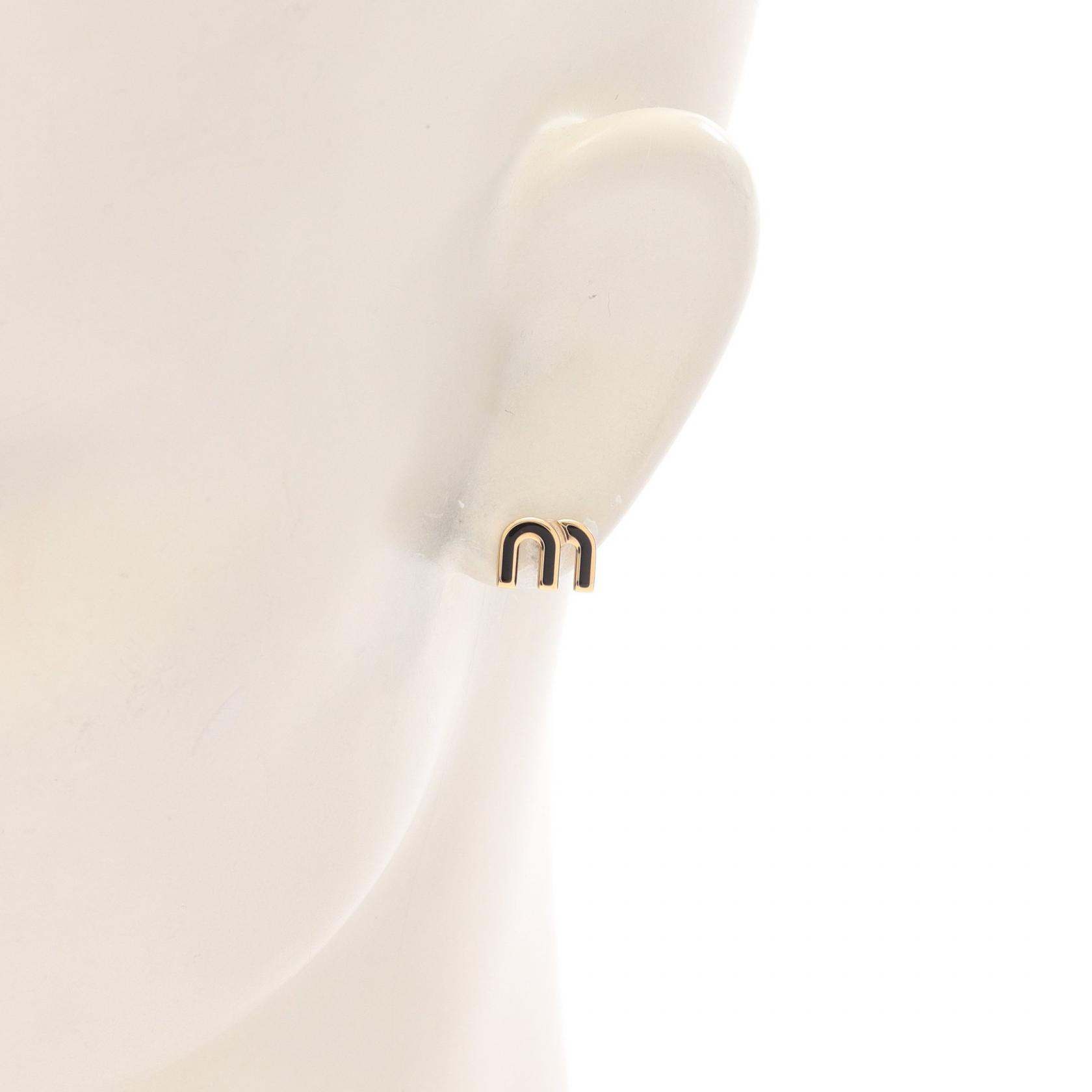 アクセサリー miumiu enamel l pierce black Miu Miu Pierced earrings Gold Plated enamel Black NEW Women | eBay