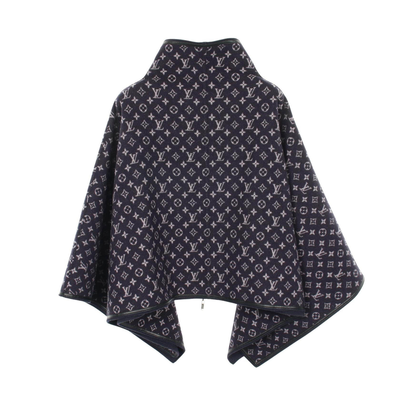 LOUIS VUITTON モノグラム ポンチョ M77382 [M7766] LOUIS VUITTON Monogram poncho #34 reversible wool Navy Used Women