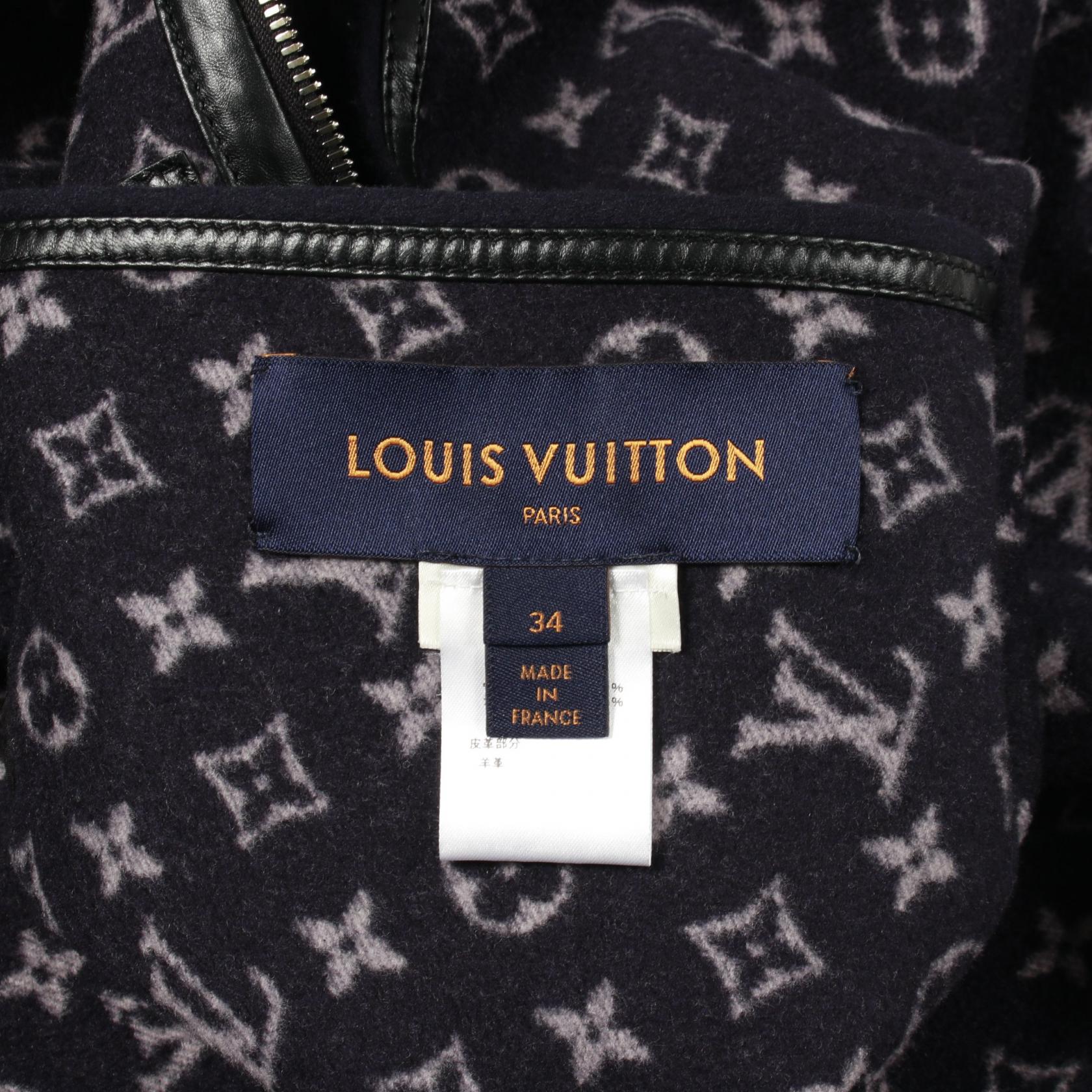 LOUIS VUITTON Monogram poncho #34 reversible wool Navy Used Women