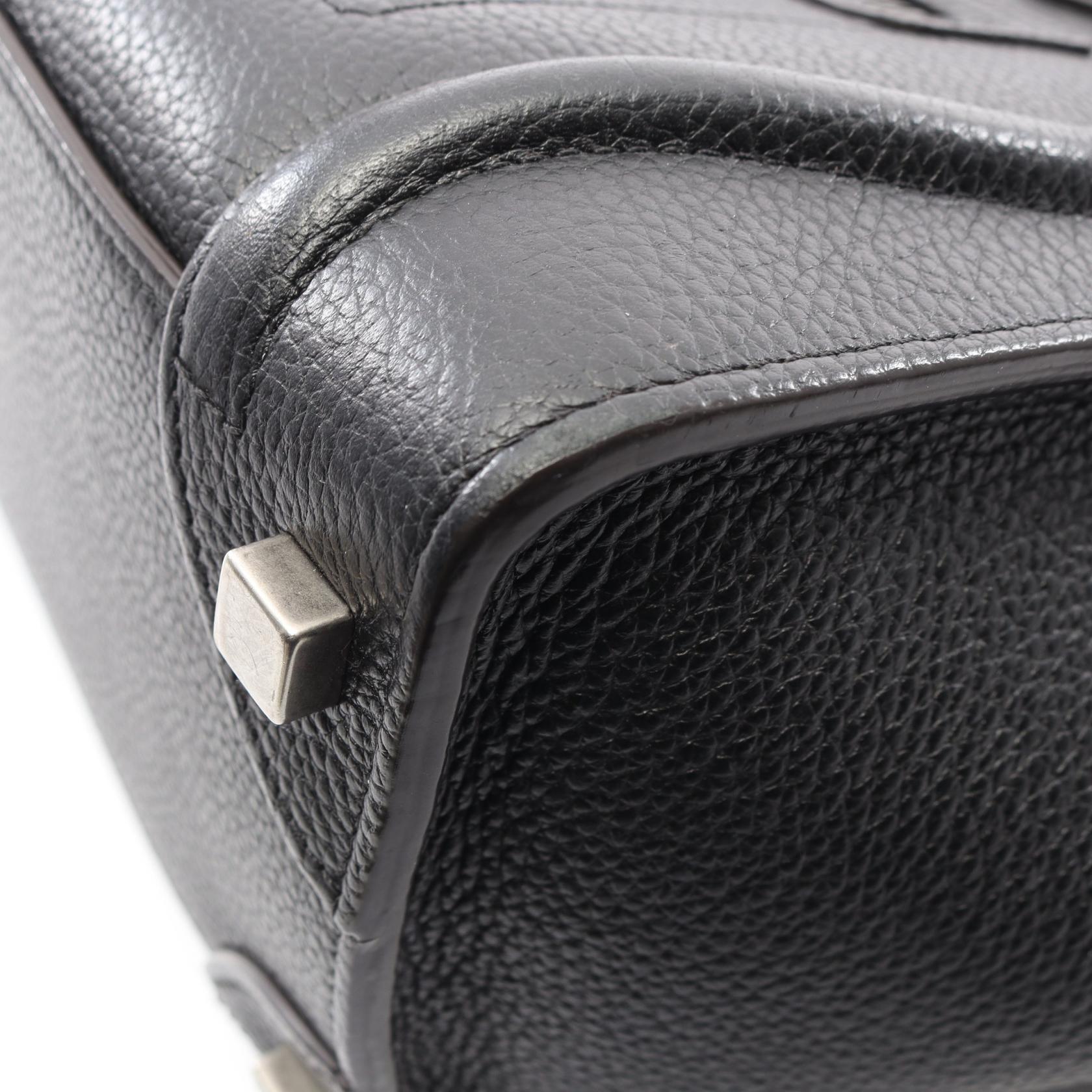 CELINE Luggage micro shopper Tote Bag 167793 leather Black Used