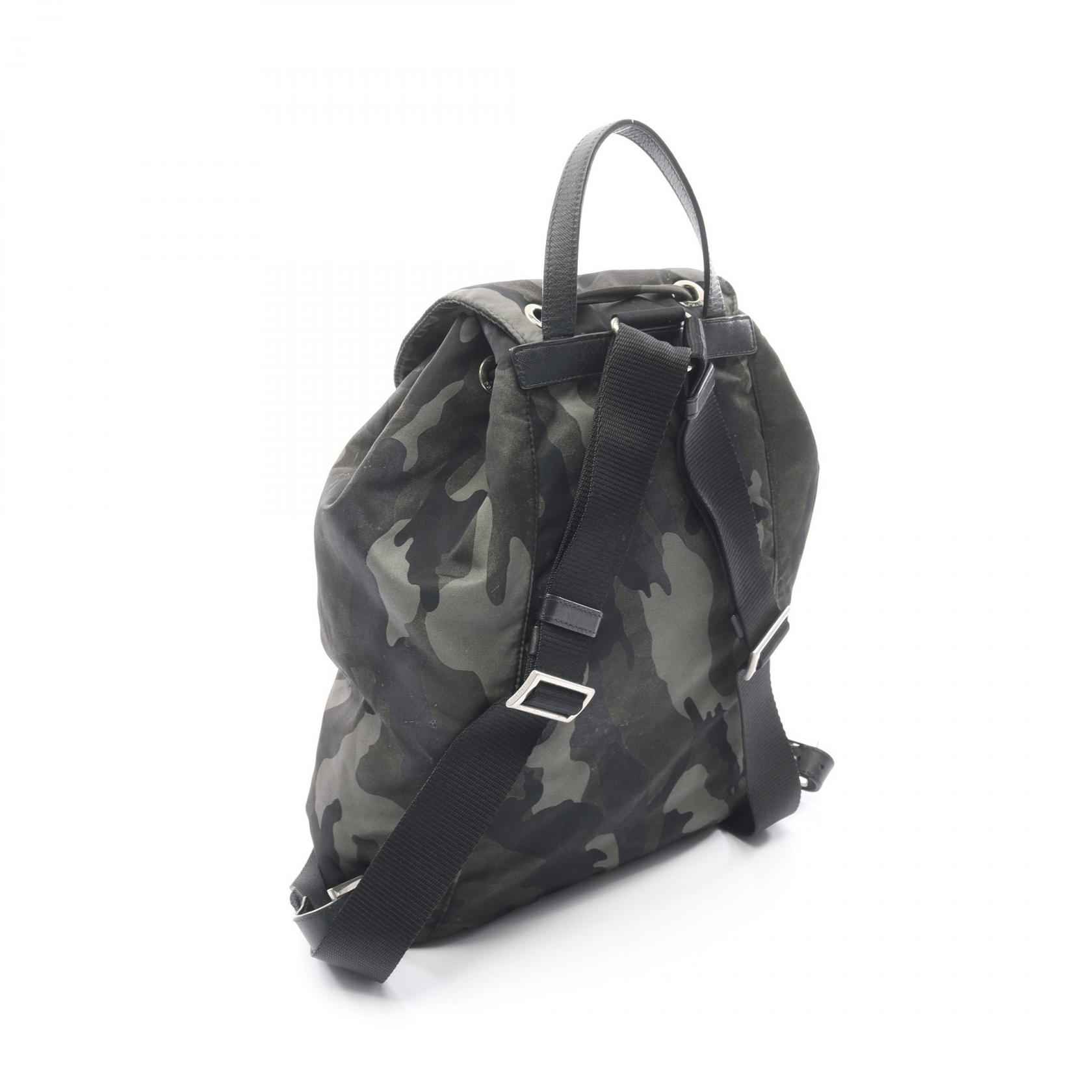 PRADA Triangle Logo Backpack Nylon Saffiano leather Green