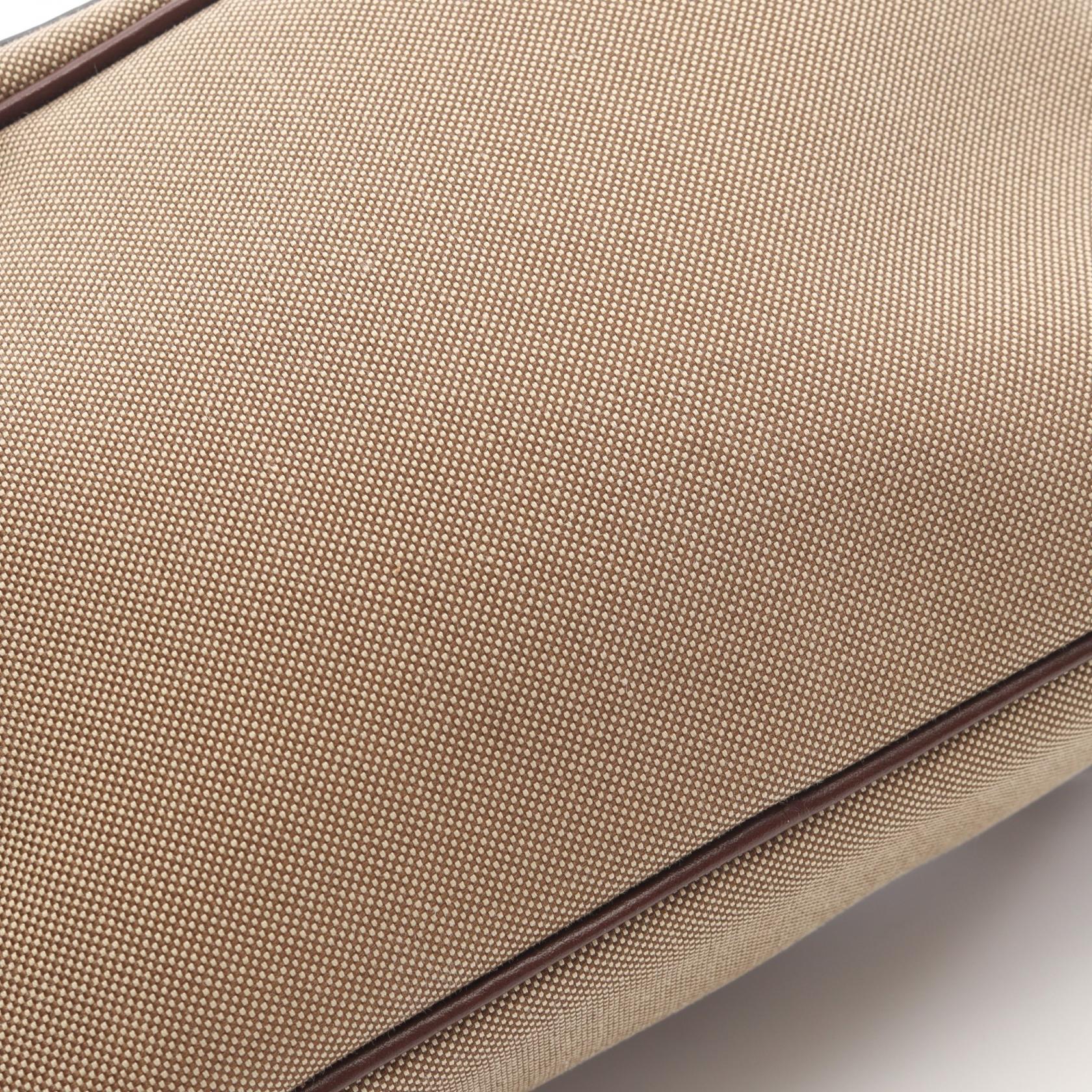 PRADA LOGO JACQUARD Crossbody Shoulder Bag canvas leather Beige