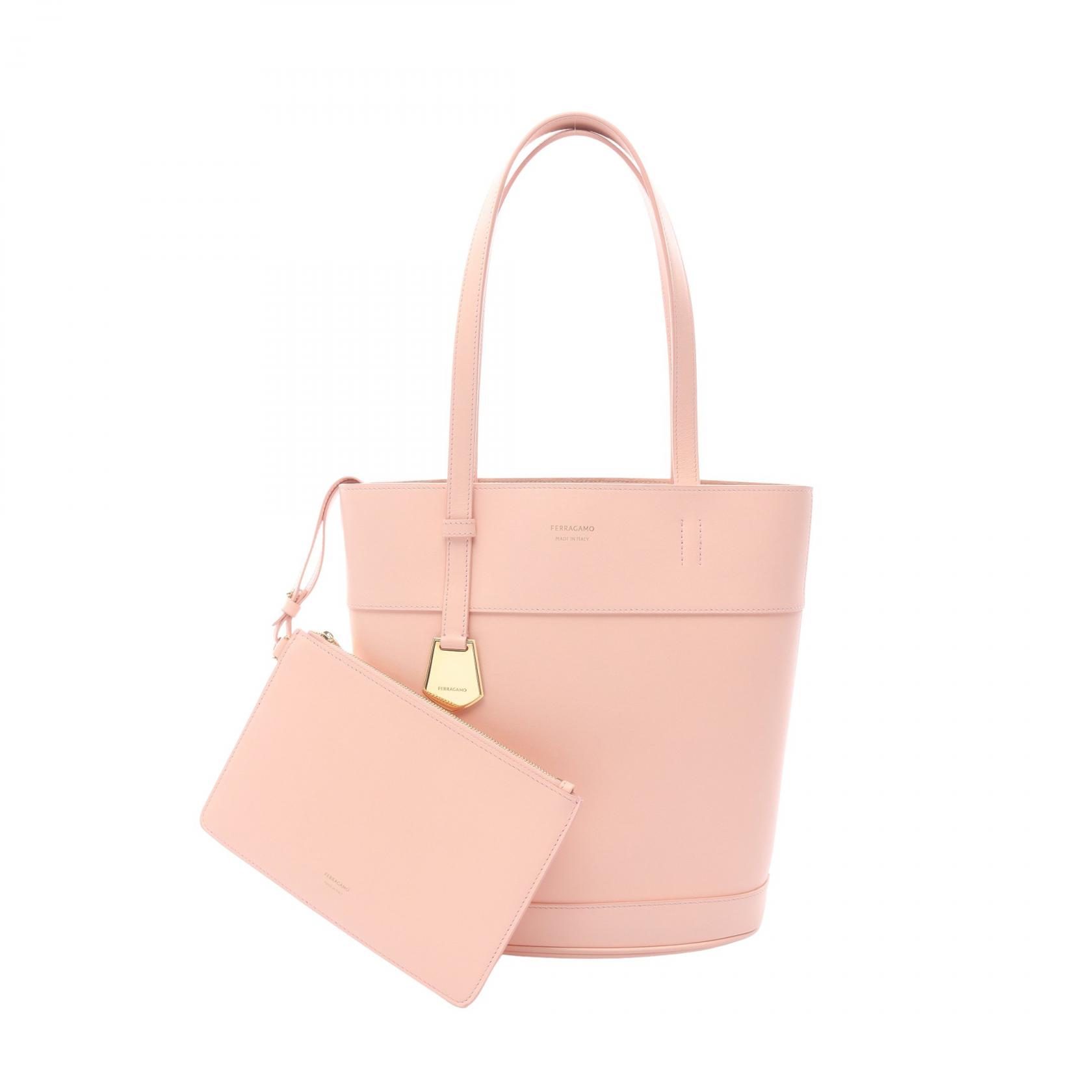 Salvatore Ferragamo Tote Shoulder Bucket Bag 217533 leather Pink