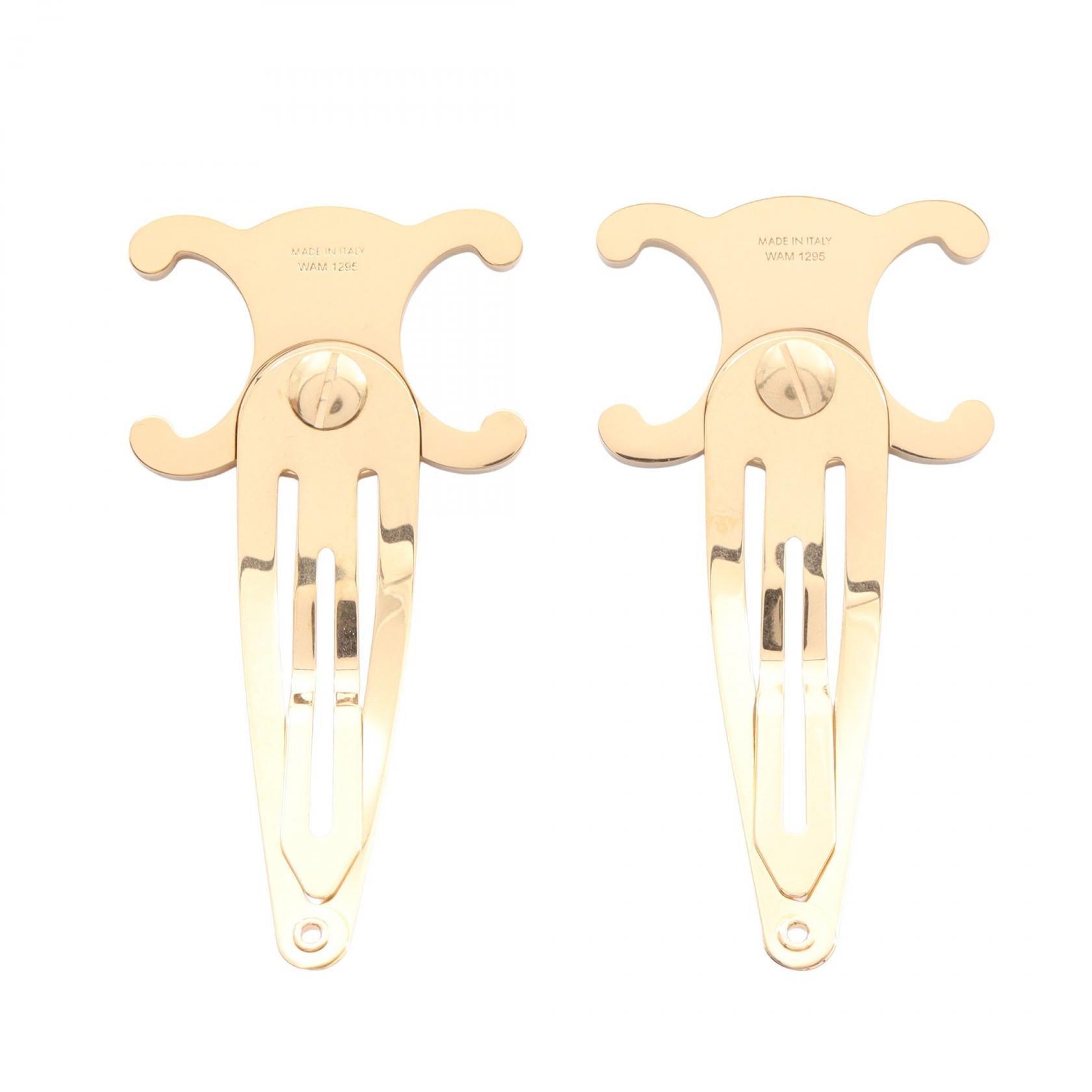 CELINE ヘアピン made in italy CELINE Triomphe Snap hair clip Barrette 46Z656BSL35OR Gold Plated