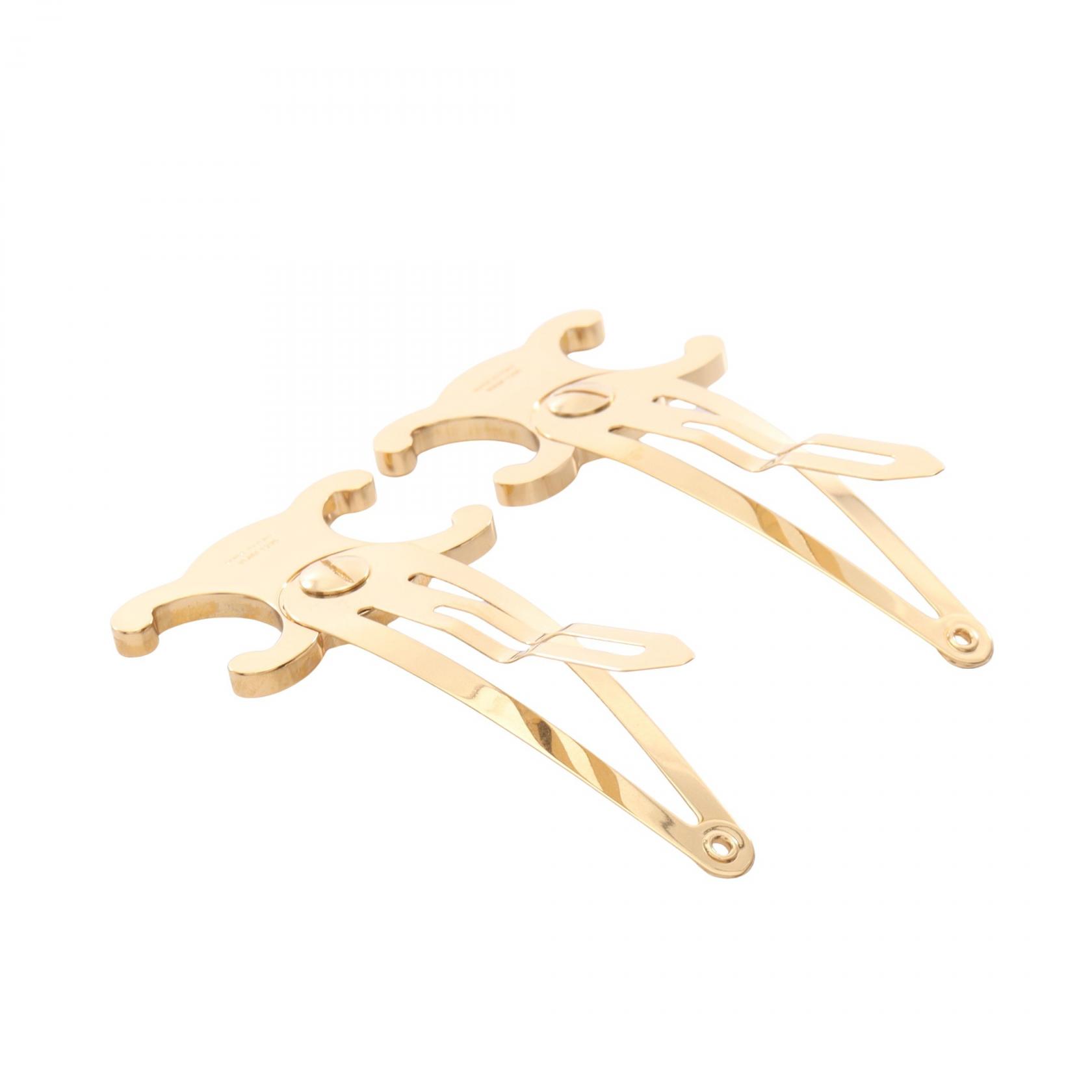 CELINE Triomphe Snap hair clip Barrette 46Z656BSL35OR Gold Plated