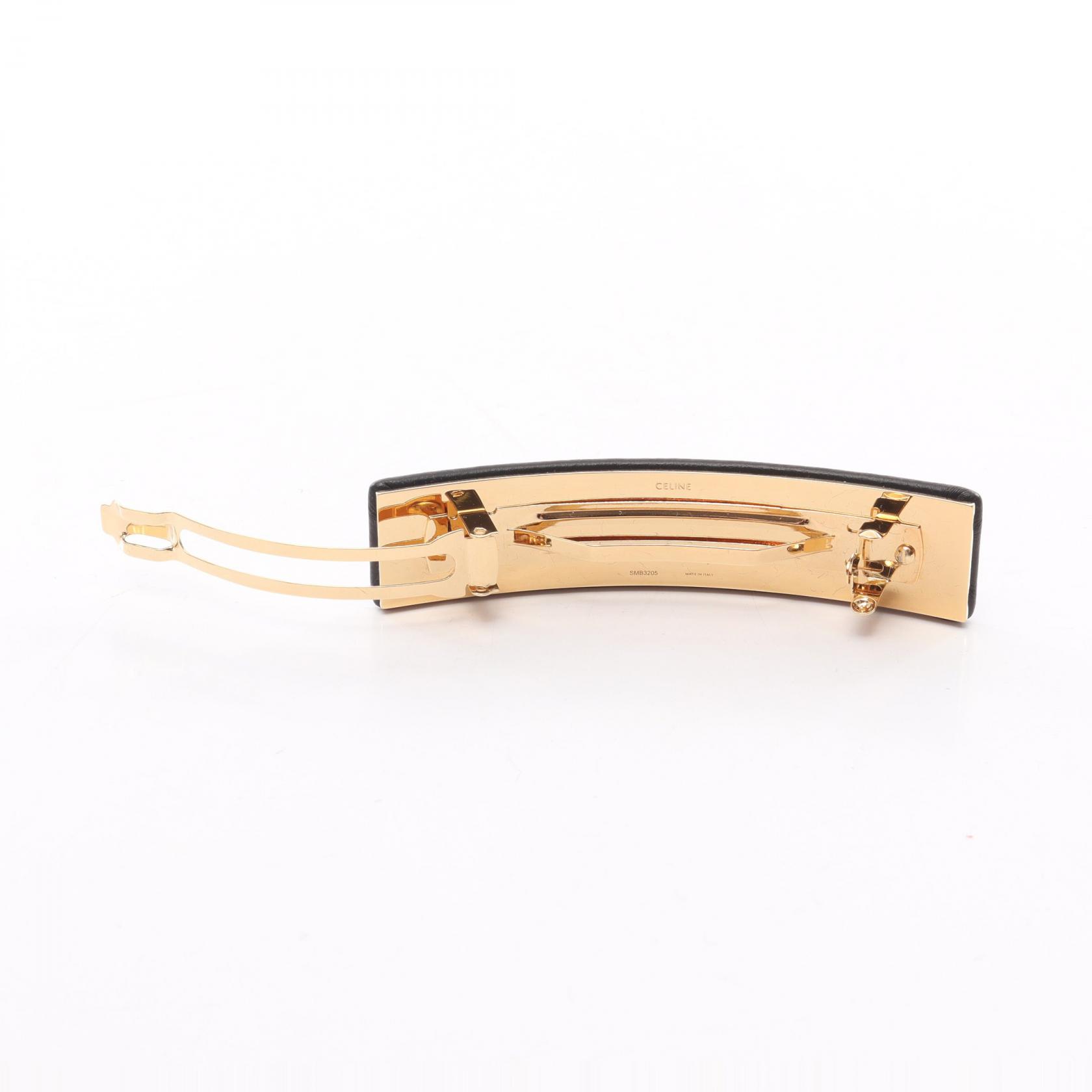 CELINE Paris Hair Clip Barrette B104E2V0238NG leather Gold Plated