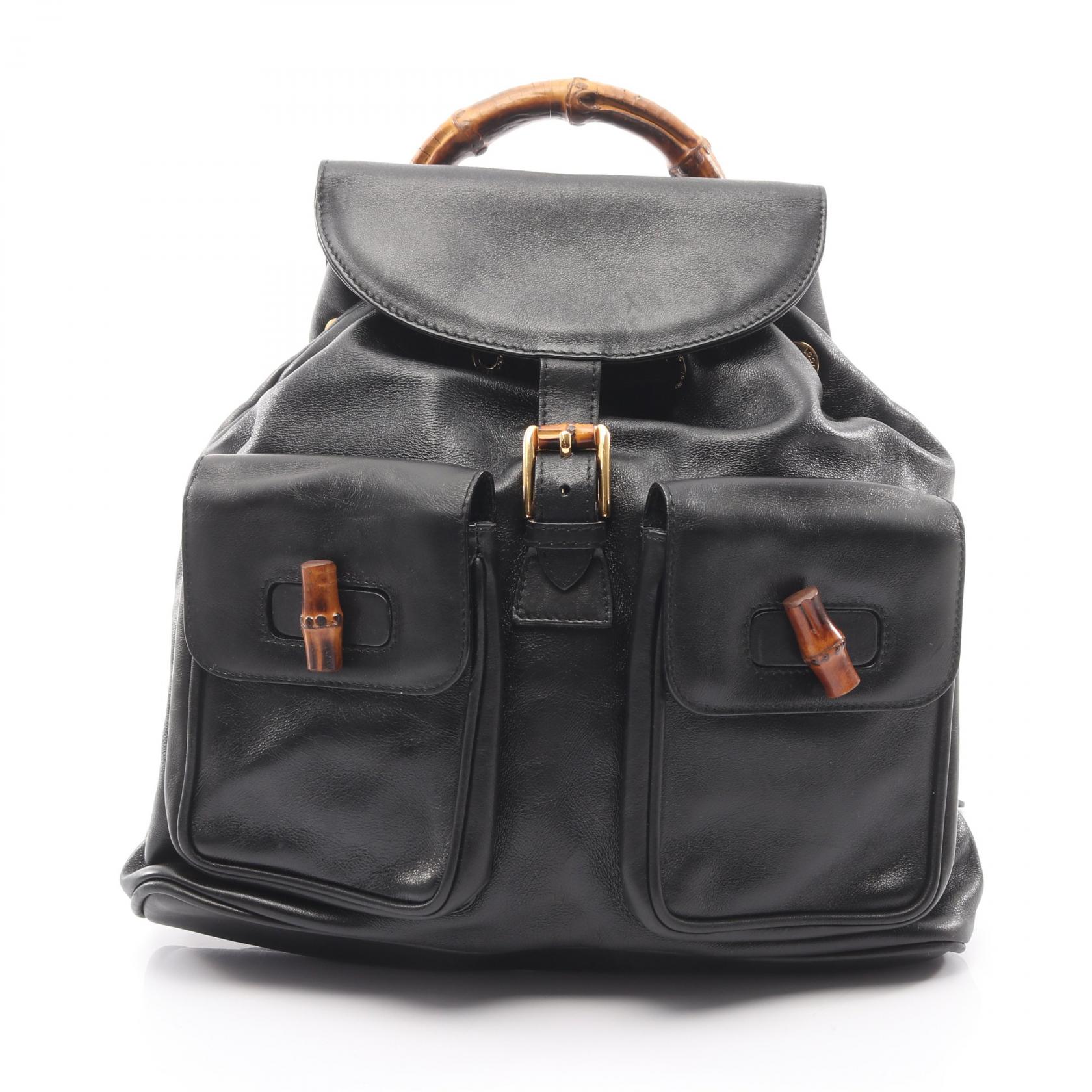 GUCCI グッチ バックパック 003 2058 0016 バンブー リュック GUCCI Bamboo Rucksack Backpack bag 003 2058 0016 leather Black