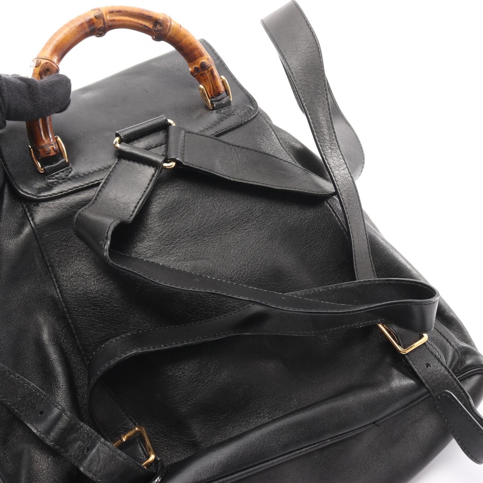 GUCCI Bamboo Rucksack Backpack bag 003 2058 0016 leather Black