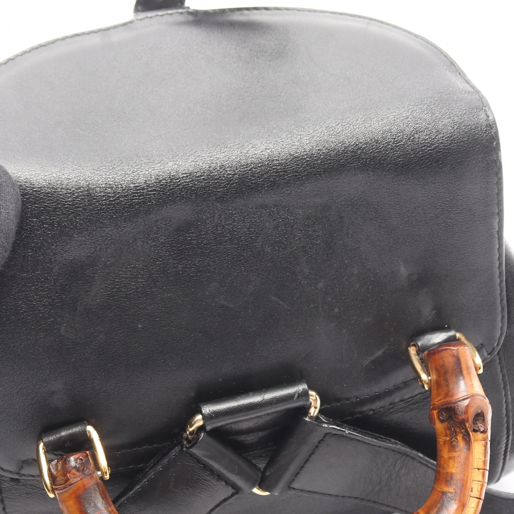 GUCCI Bamboo Rucksack Backpack bag 003 2058 0016 leather Black