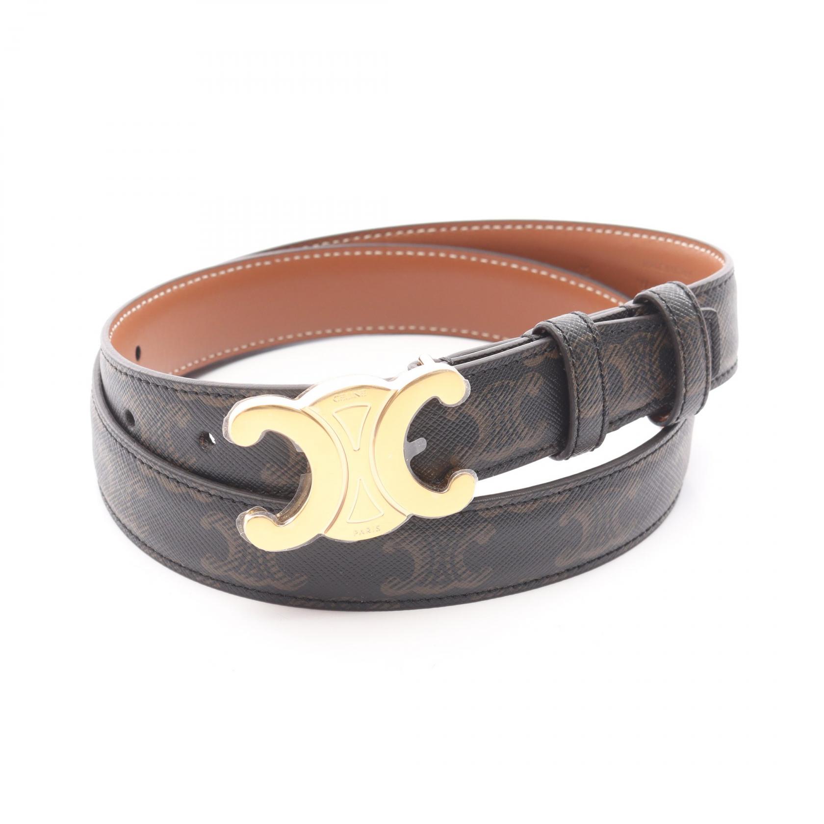 CELINE 75 トリオンフベルト 25MM CELINE Triomphe Medium 25mm belt 45AK92ACO04LU75 leather Black