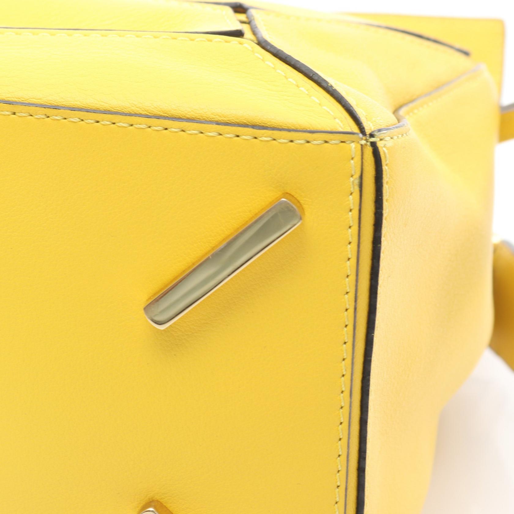 LOEWE Puzzle medium shoulder crossbody Handbag leather Yellow Used