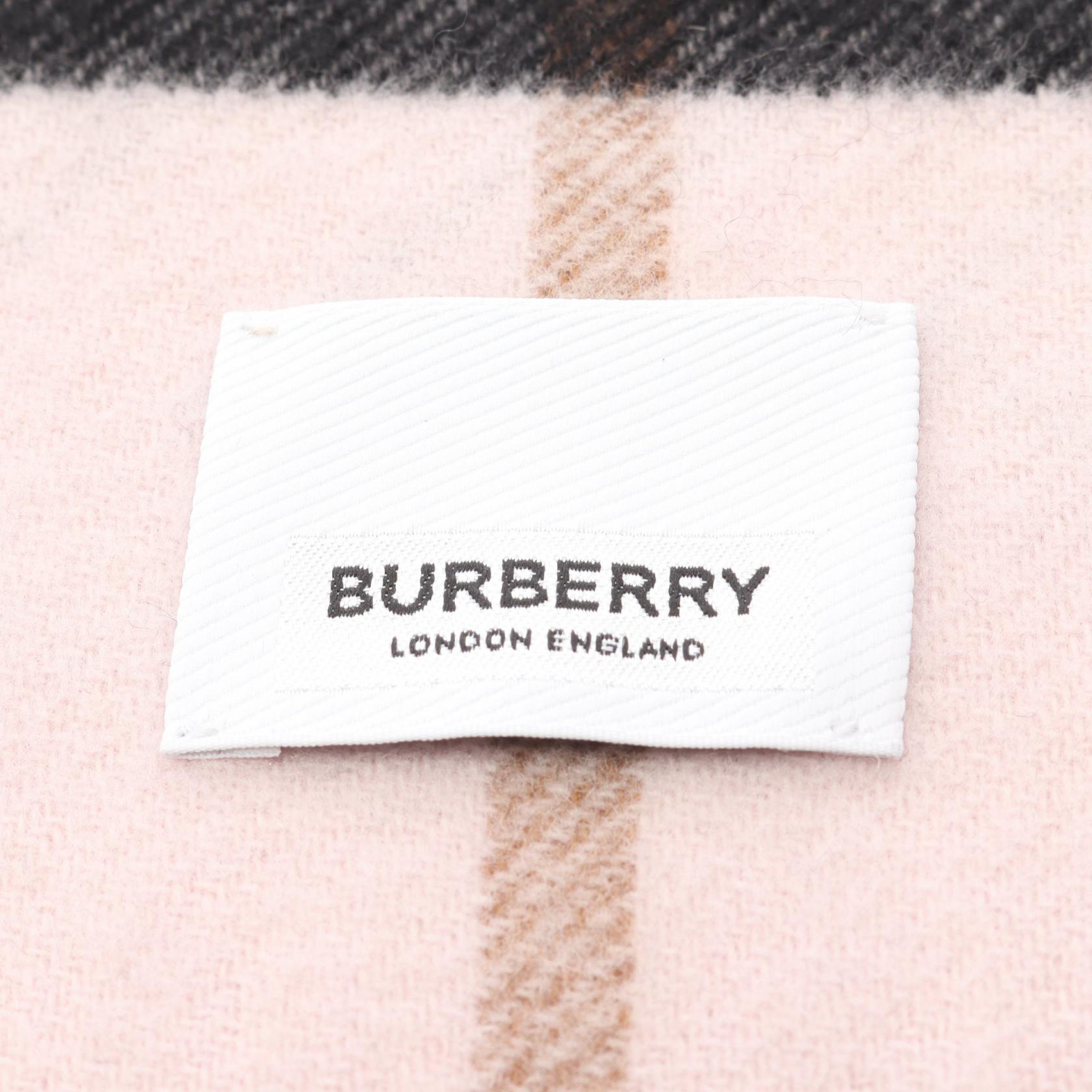 BURBERRY TB Monogram Scarf 8049008 cashmere Pink Black Used Women