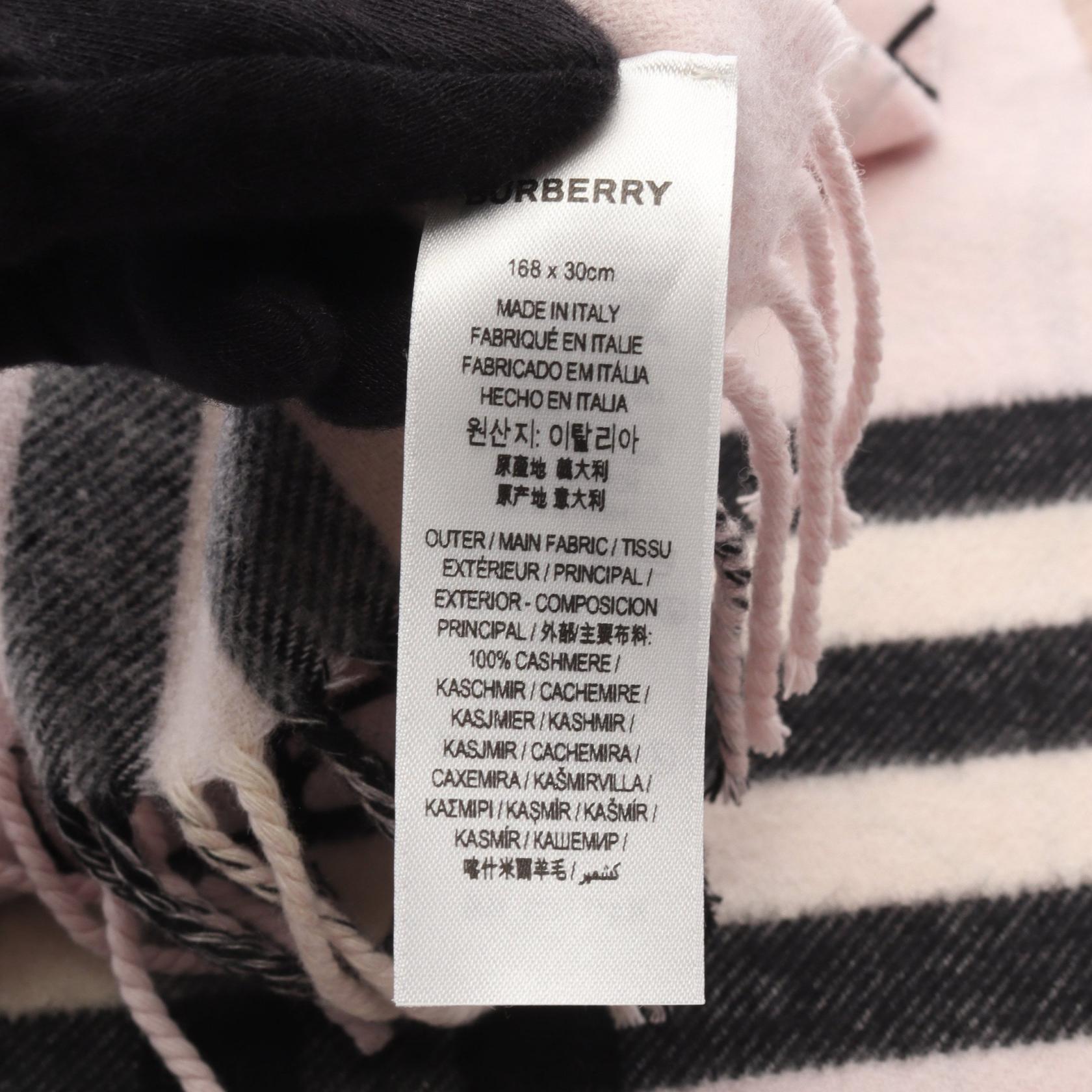 BURBERRY TB Monogram Scarf 8049008 cashmere Pink Black Used Women