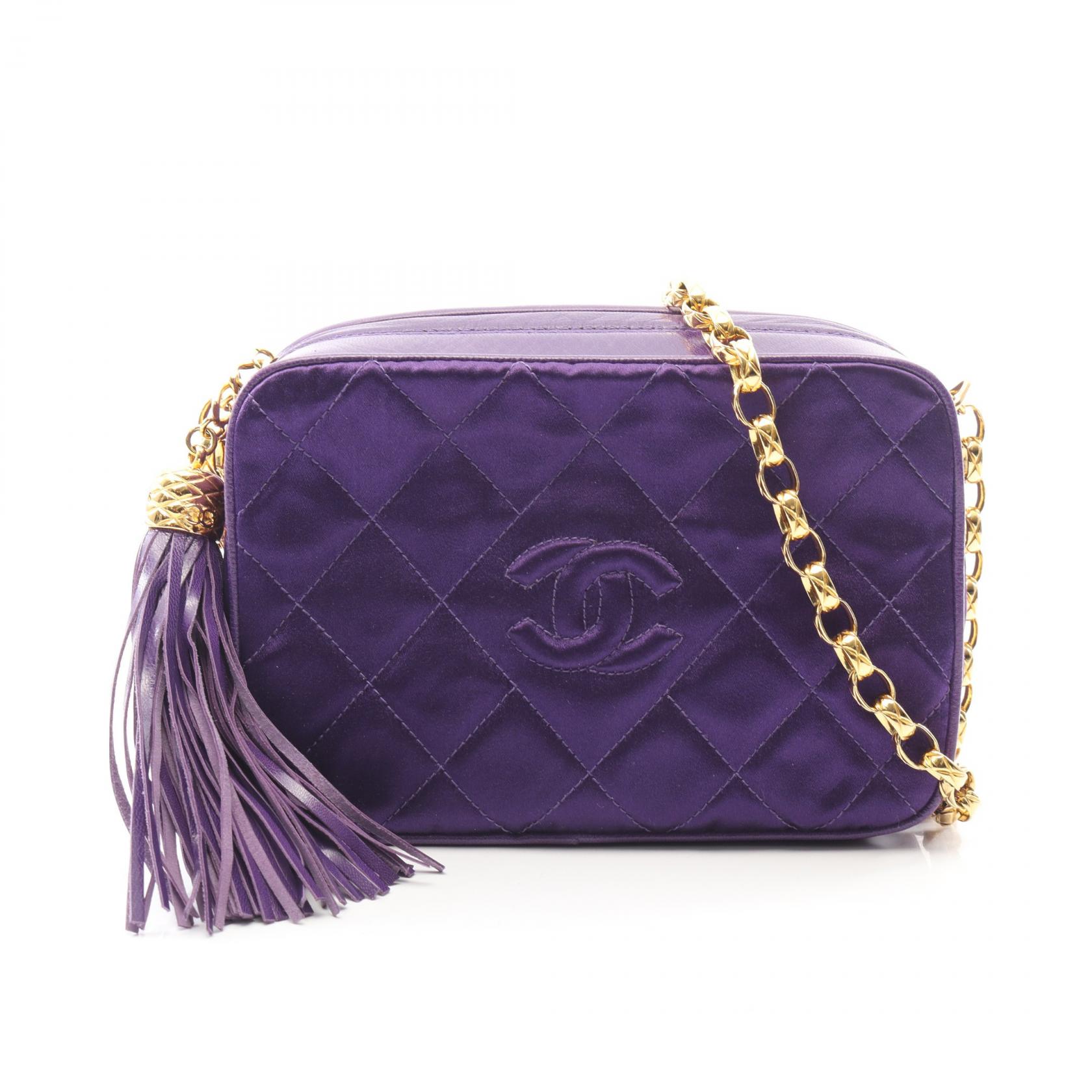 ノベルティ CHANEL メタリックパープルショルダーバッグ CHANEL Matelasse Crossbody Chain Shoulder Bag Fabric Purple GHW