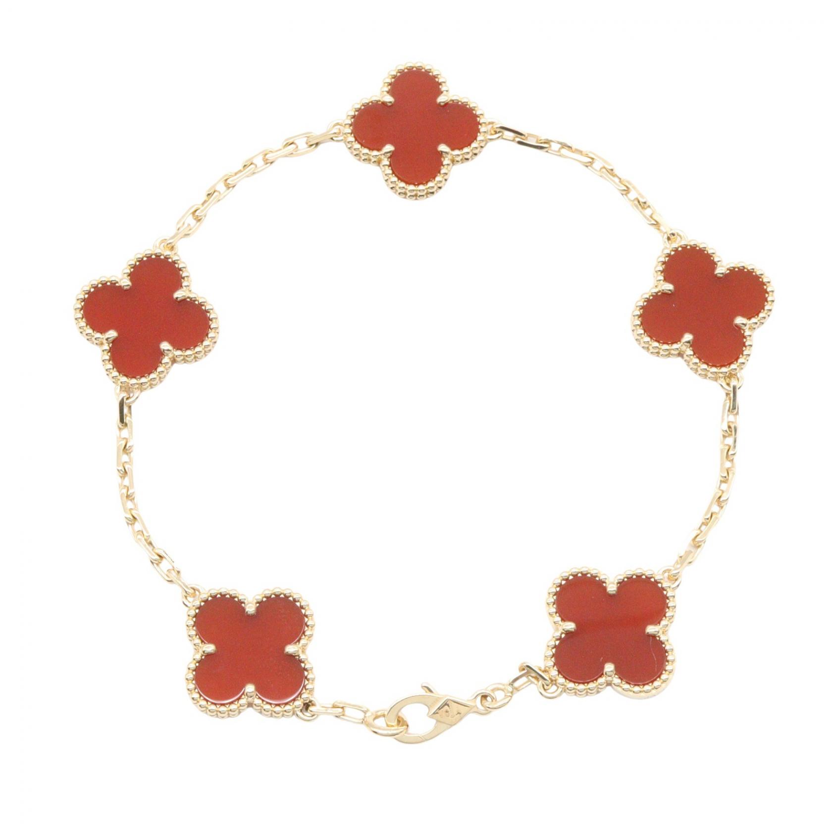 Van Cleef & Arpels Vintage Alhambra Carnelian Bracelet 18KYG Gold