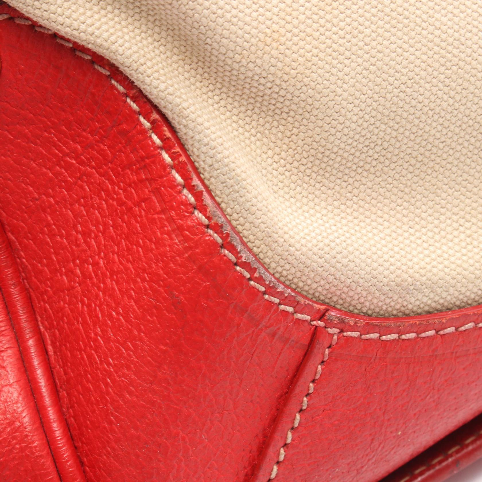 PRADA Shoulder Crossbody Handbag BL0713 canvas leather Beige Red