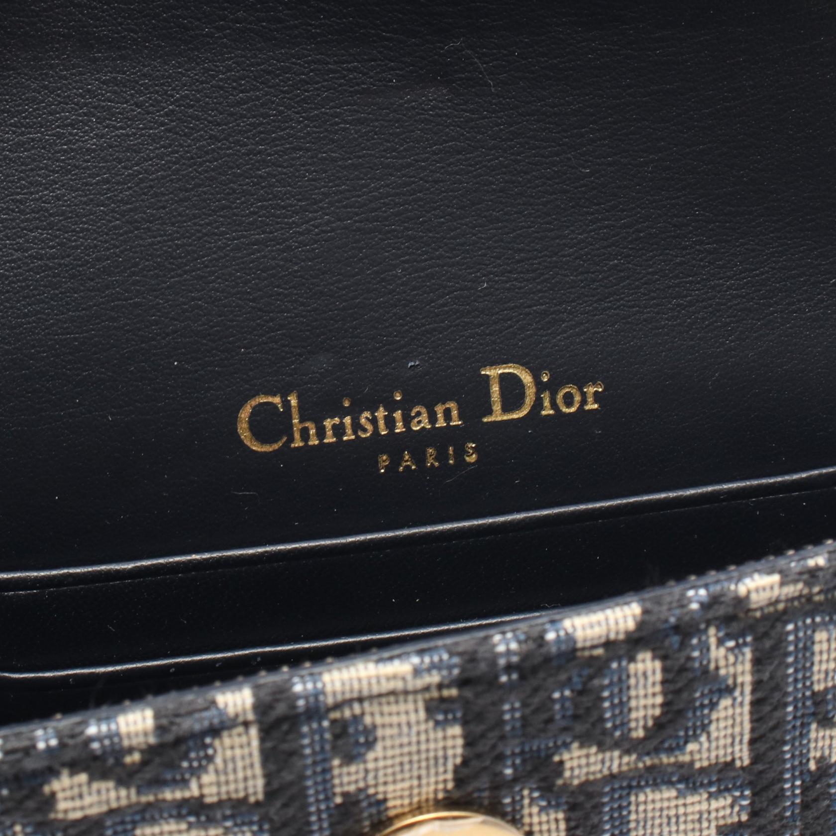 Christian Dior SADDLE Oblique Waist Belt Bag canvas leather Navy