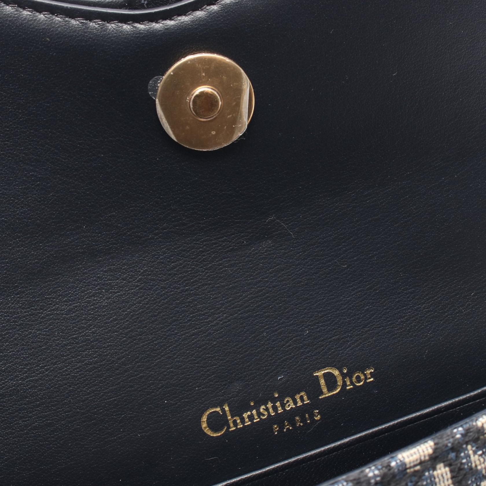 Christian Dior SADDLE Oblique Waist Belt Bag canvas leather Navy