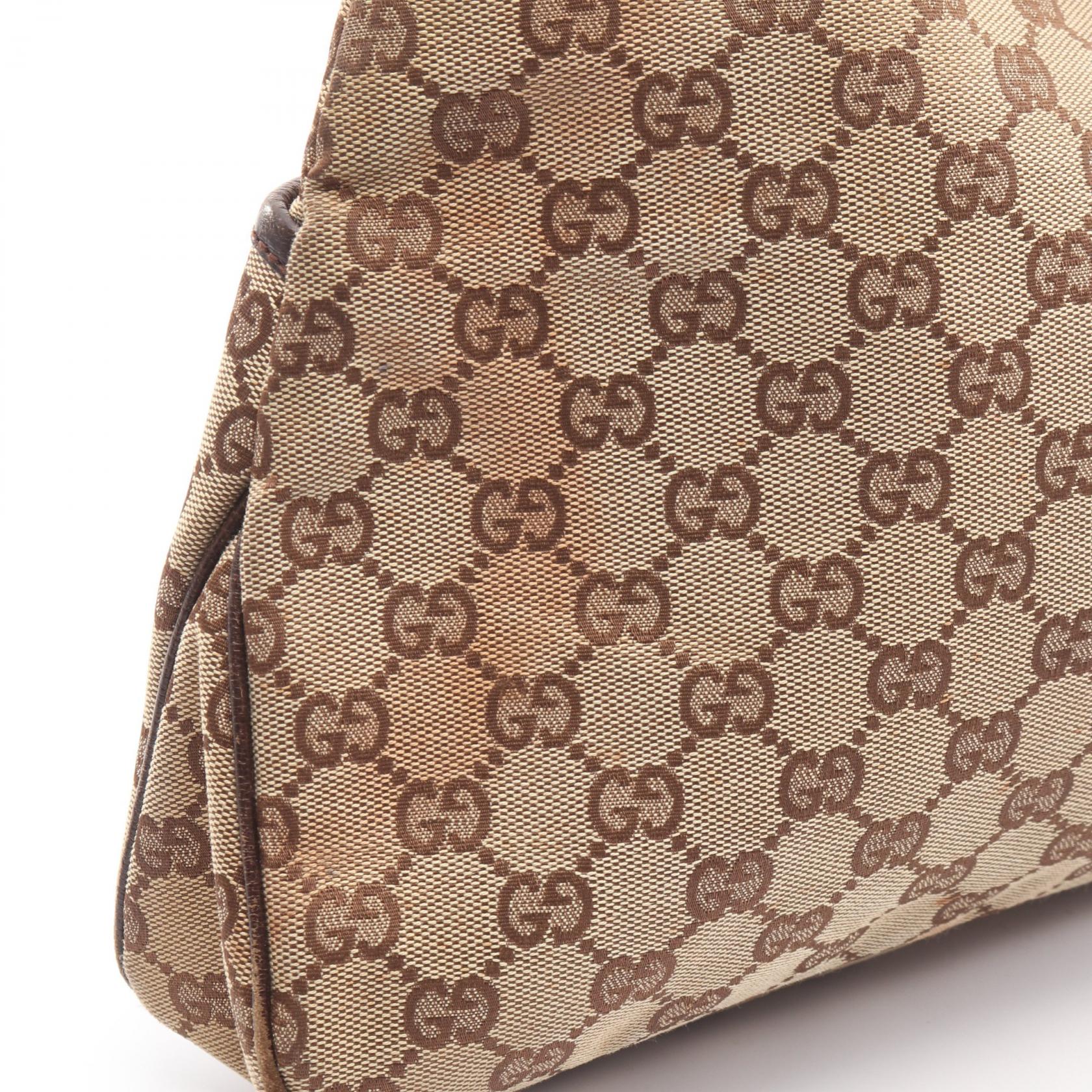 GUCCI GG canvas Shoulder Handbag 121023 leather Beige Brown Used