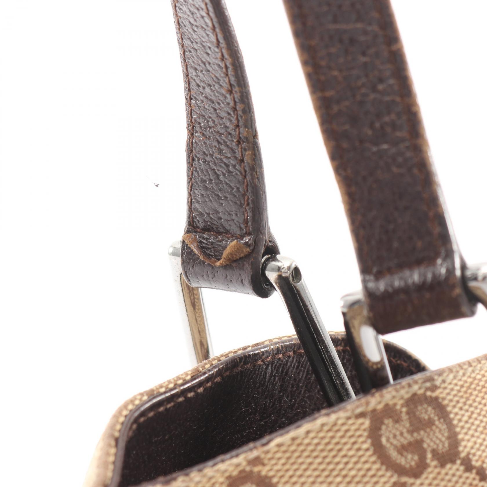 GUCCI GG canvas Shoulder Handbag 121023 leather Beige Brown Used