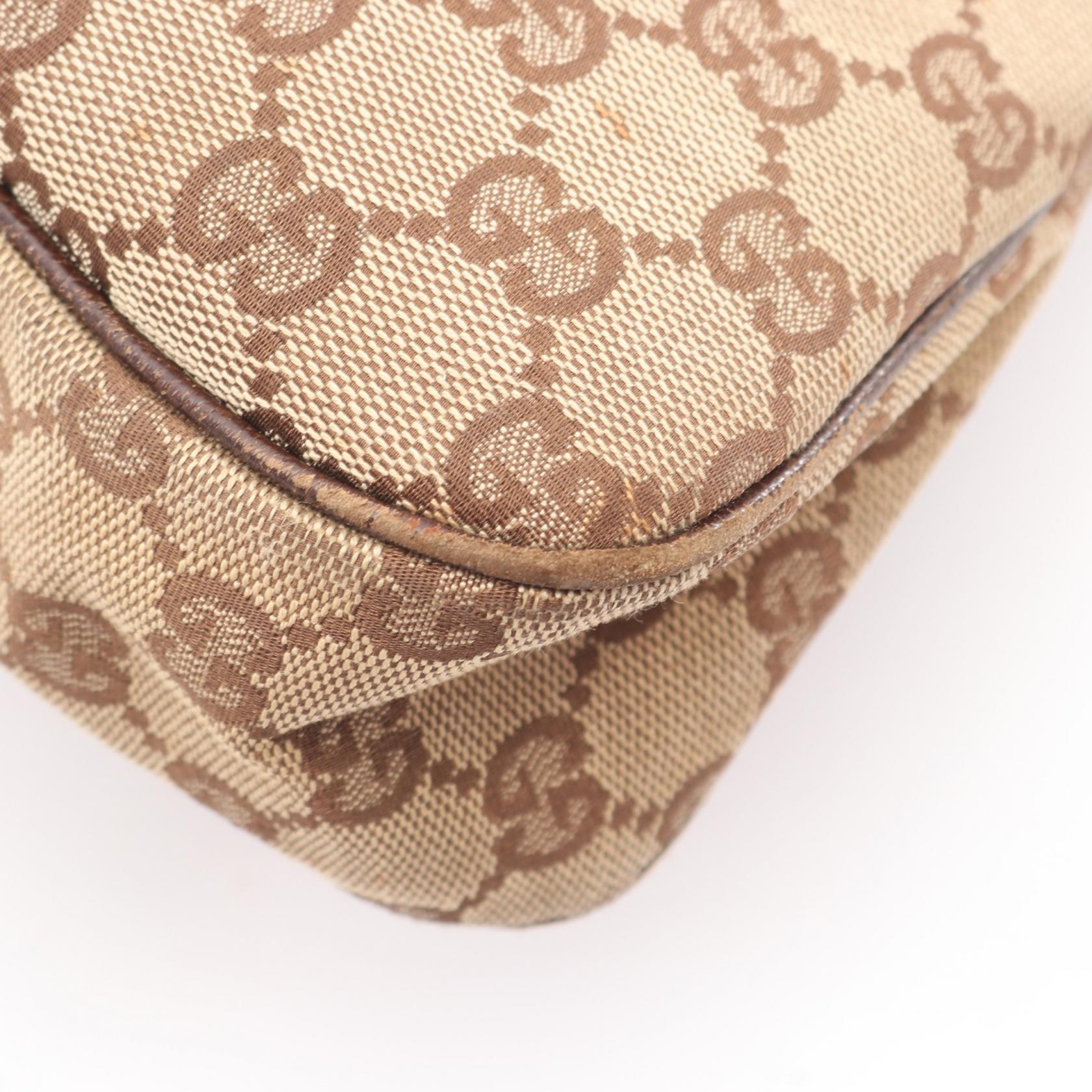 GUCCI GG canvas Shoulder Handbag 121023 leather Beige Brown Used