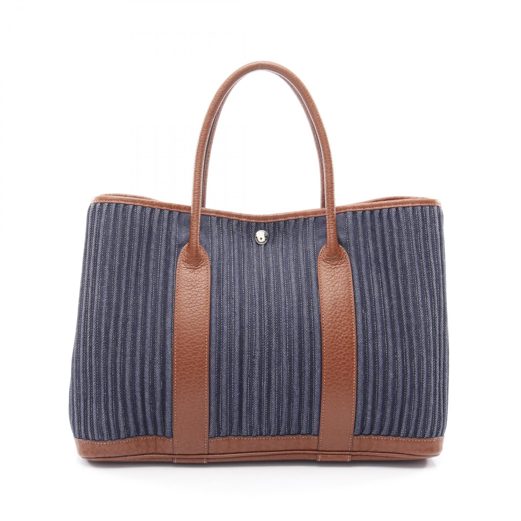 エルメス Garden Party 30 Buffalo Skipper ブルーインディゴ シルバー金具 □L刻印（2008年製造）