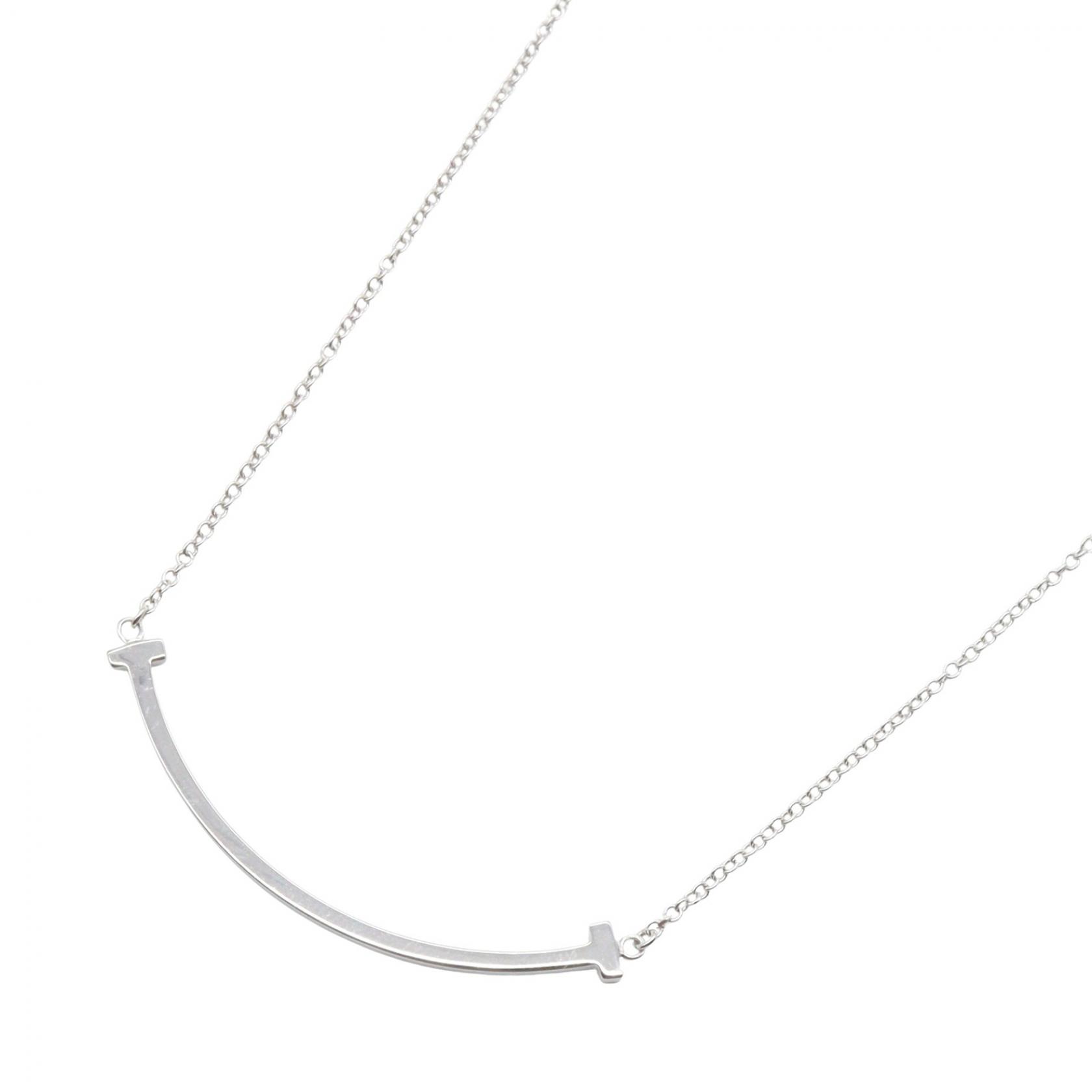 TIFFANY＆CO T Smile Small Necklace Pendant 750 18KWG White Gold