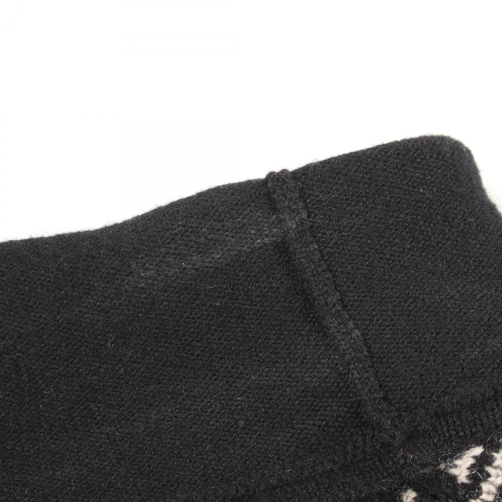 HERMES Checkered high neck knitwear sweater #38 cashmere Black