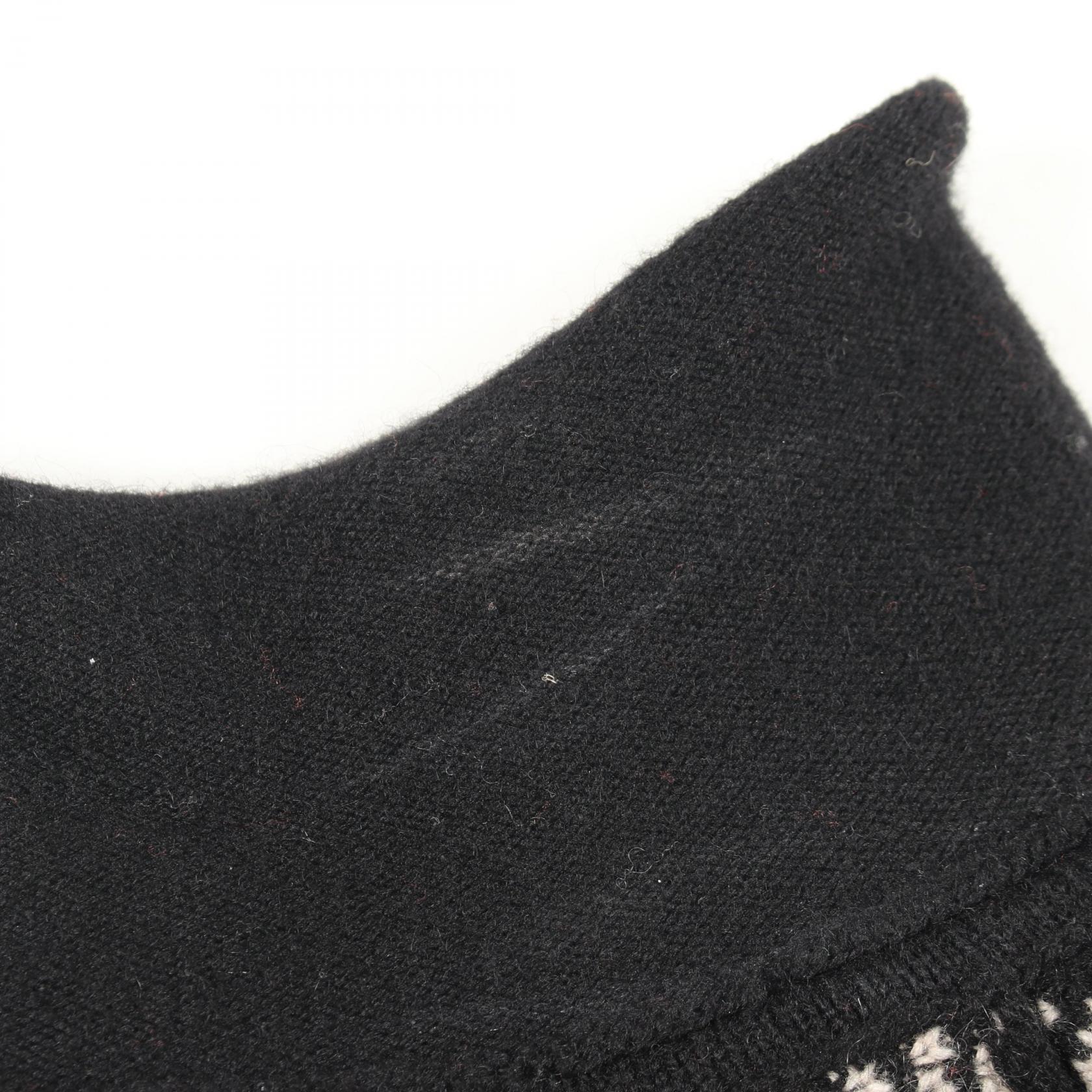 HERMES Checkered high neck knitwear sweater #38 cashmere Black
