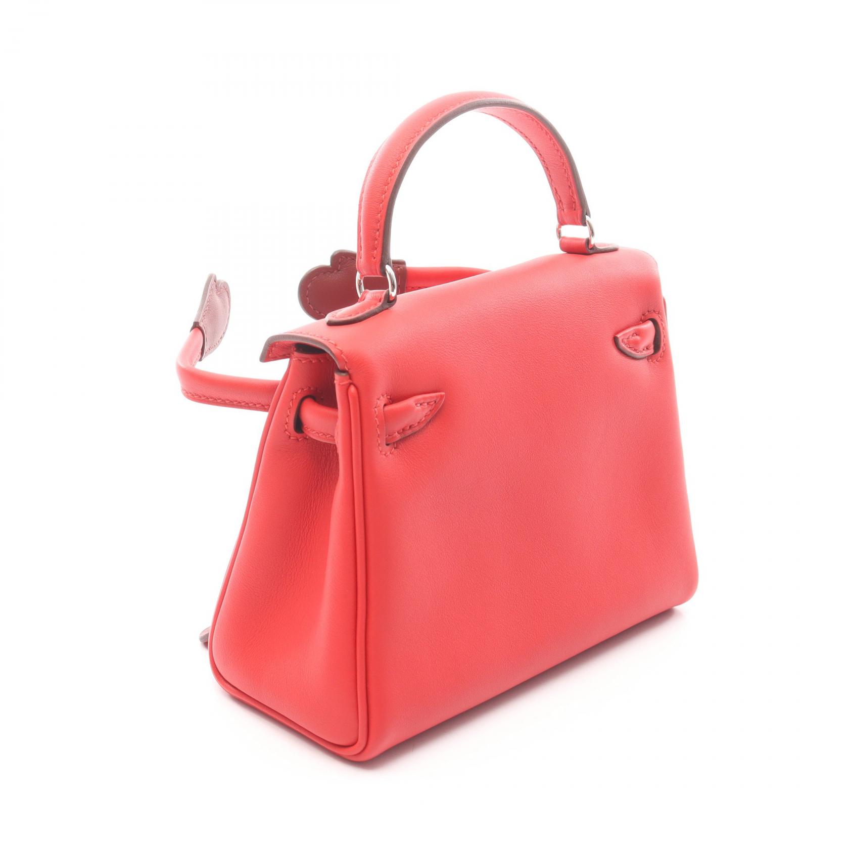 HERMES Kelly Doll Handbag Vaux Swift leather Red Rouge radieux H
