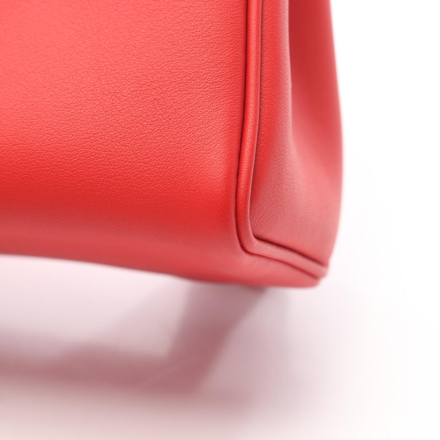 HERMES Kelly Doll Handbag Vaux Swift leather Red Rouge radieux H
