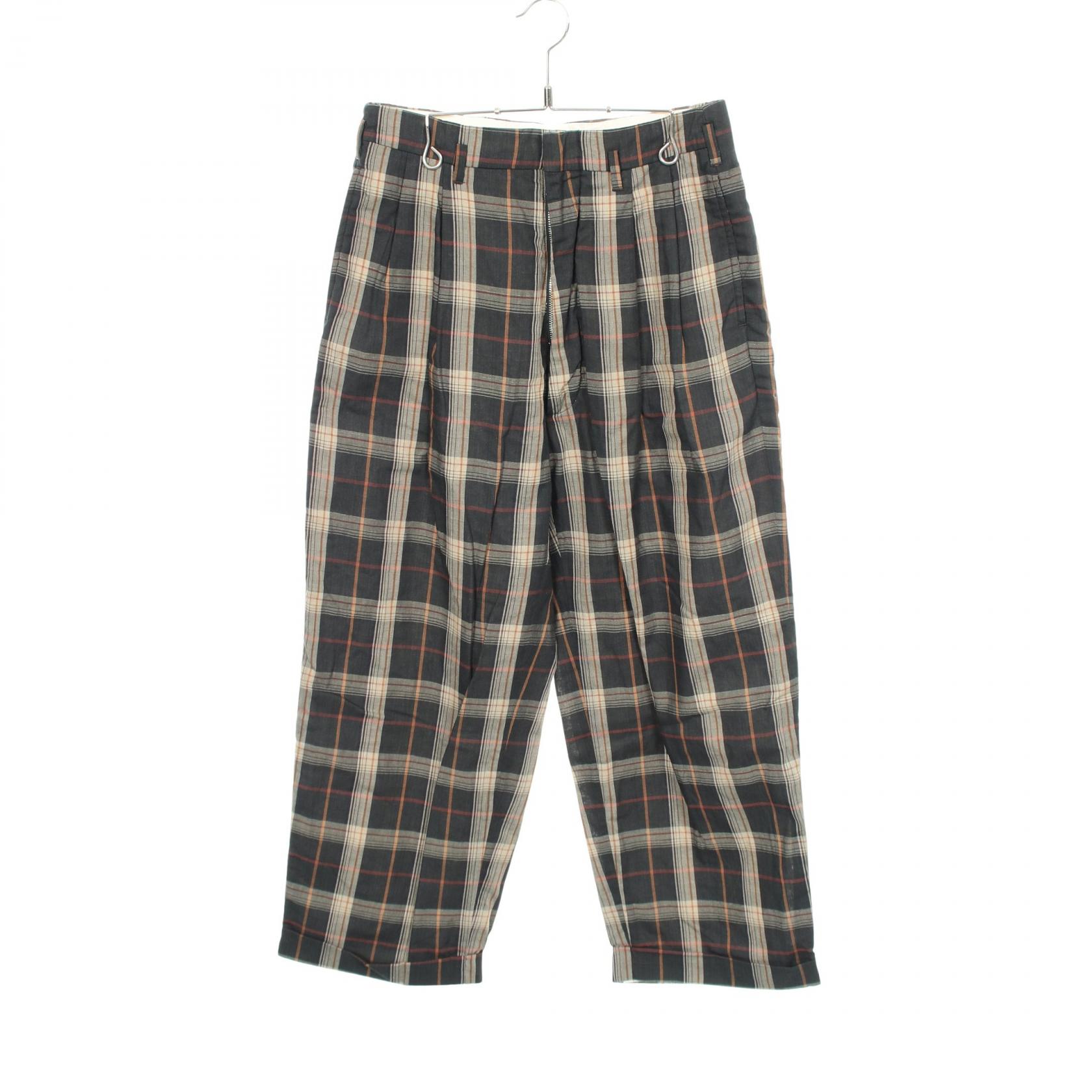 フミカウチダ ボトムス PLAID 2-TUCK TAPERED SLACKS パンツ FU-V-PT003