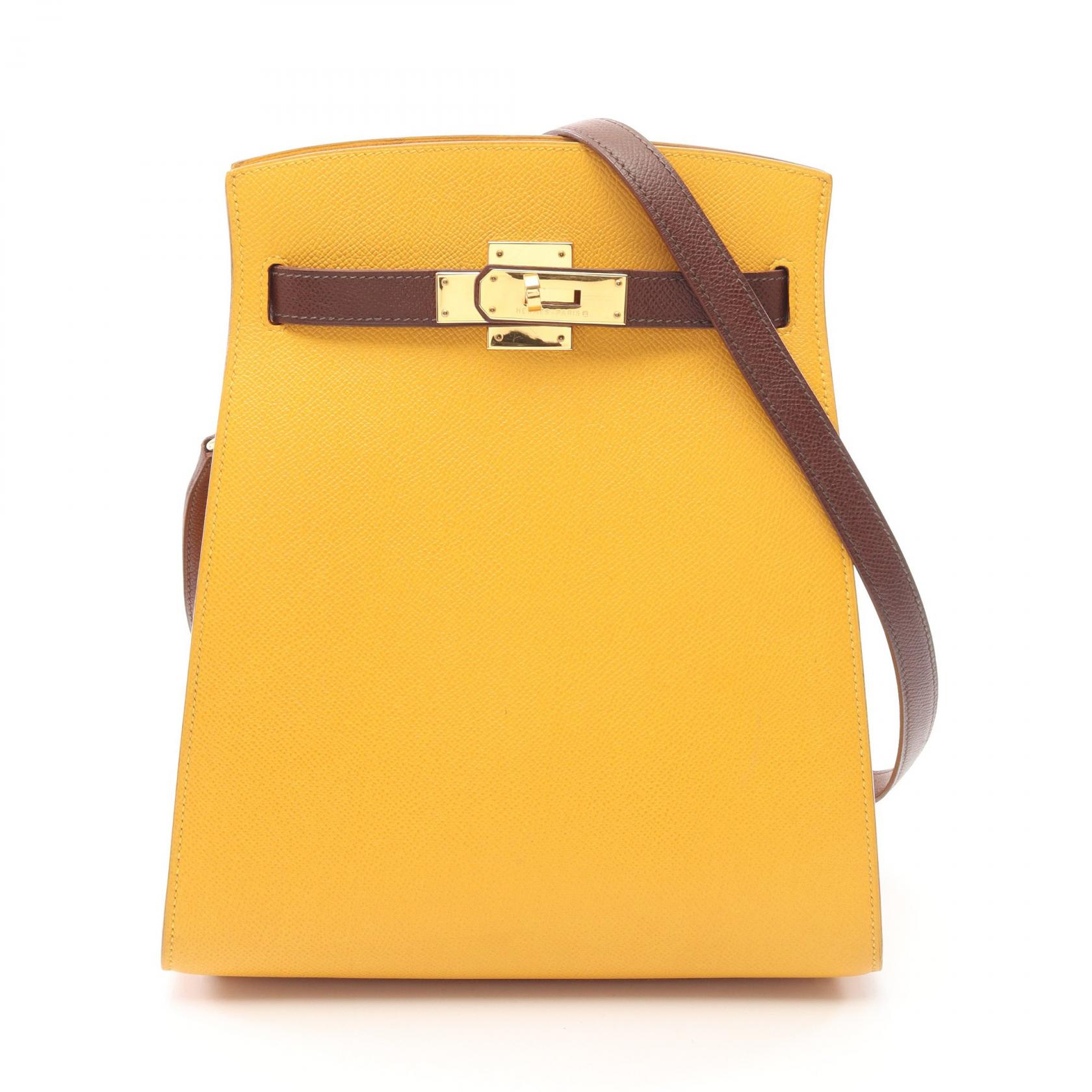 HERMES Kelly Sports MM Shoulder Crossbody Bag Courchevel leather