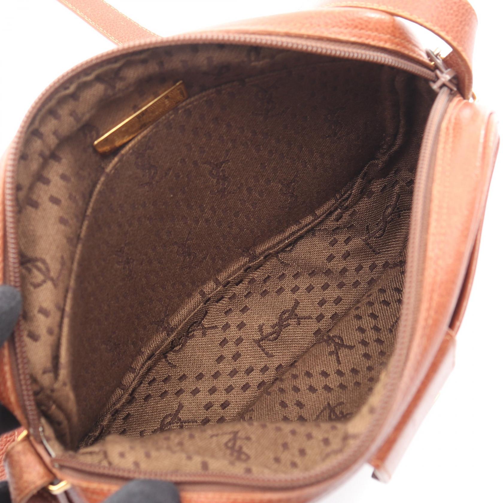 SAINT LAURENT PARIS Crossbody Shoulder Bag leather Brown Used