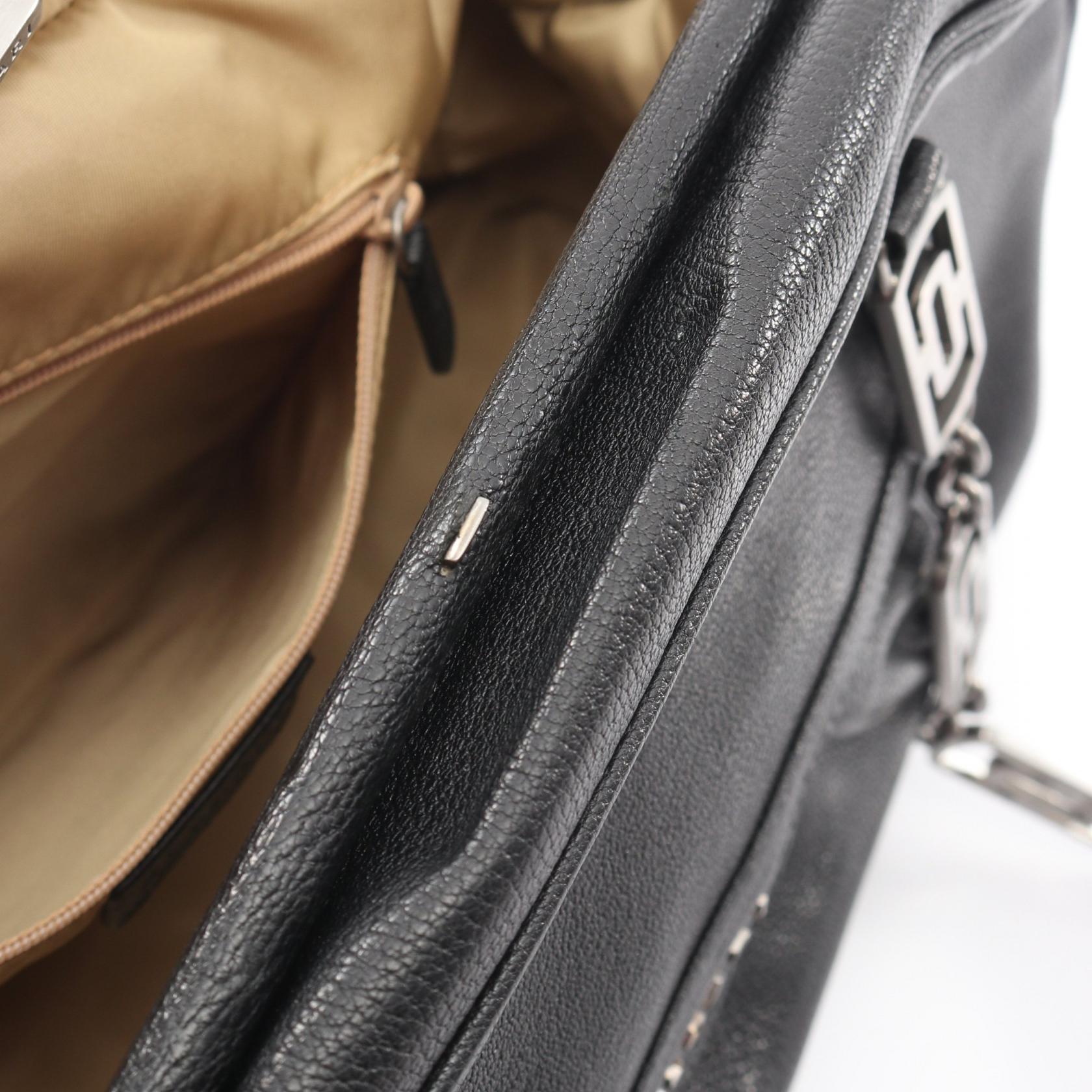 BVLGARI Parentesi Bowling Chain Shoulder Bag leather Black Used