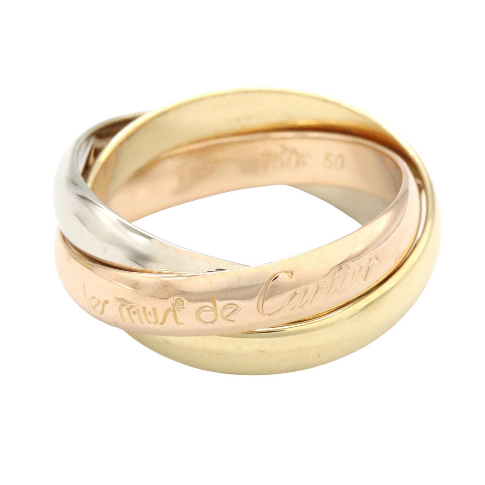 CARTIER Trinity Ring 18KYWRG Yellow White Rose Gold Used Women US