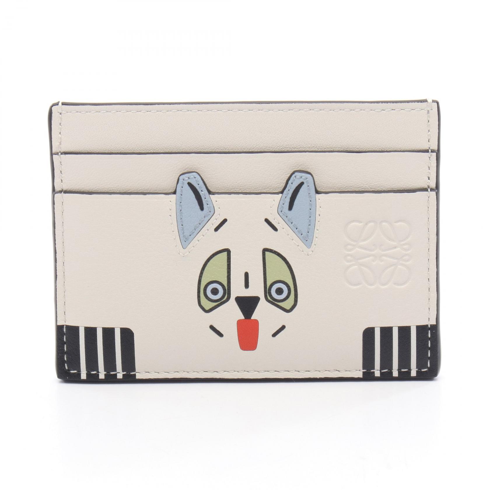 LOEWE Futurist Cat Card Case C643322X54 leather White Multicolor