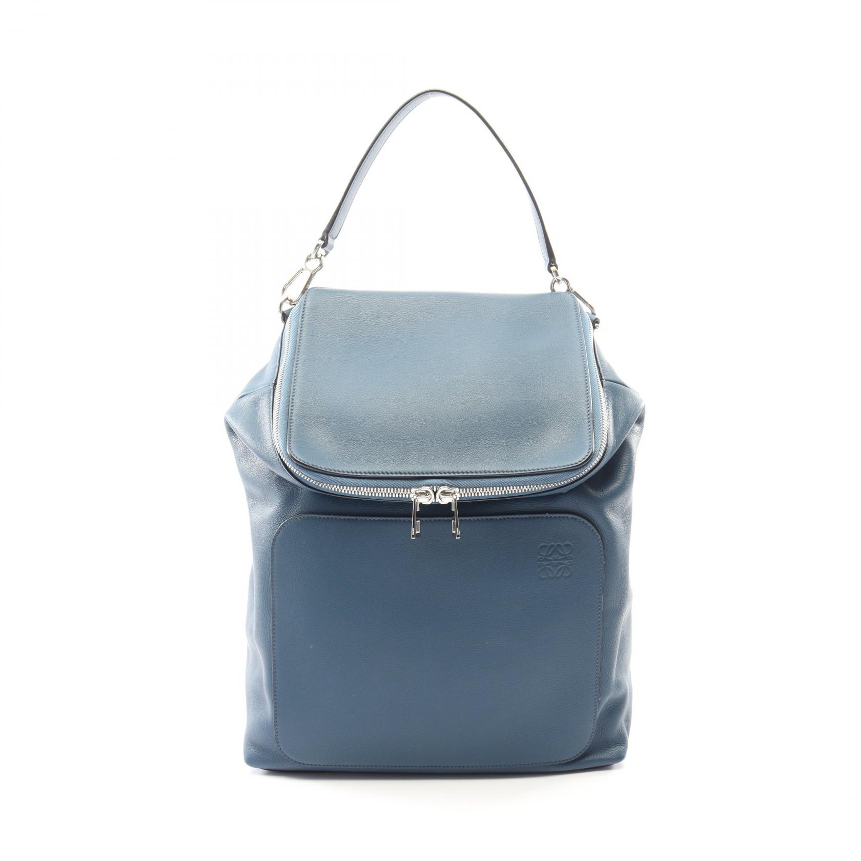 LOEWE GOYA Rucksack Backpack 316.30.P40 leather Blue Used unisex 