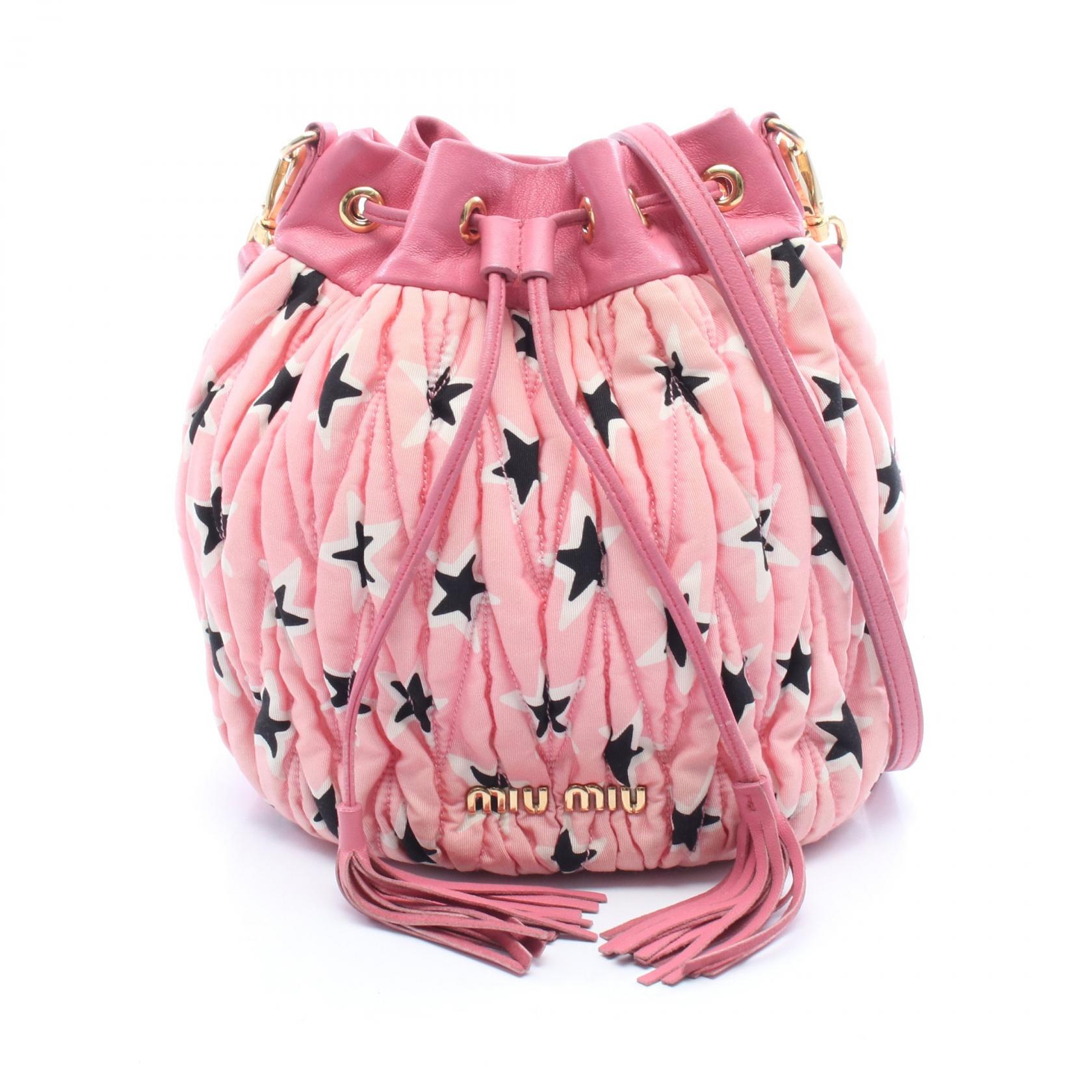 Miu Miu MATELASSE Bucket Shoulder Bag 5BE014 canvas leather Pink