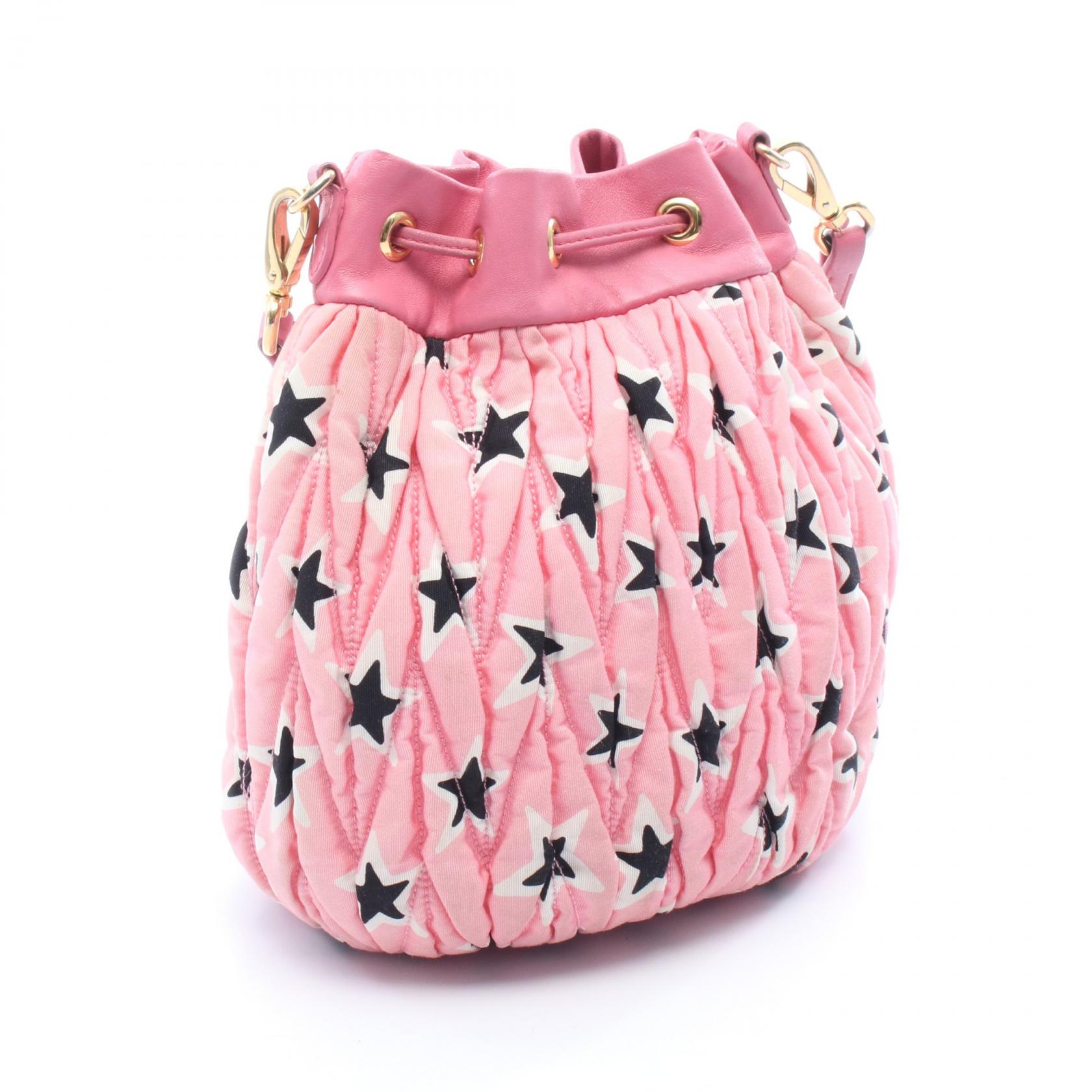 Miu Miu MATELASSE Bucket Shoulder Bag 5BE014 canvas leather Pink