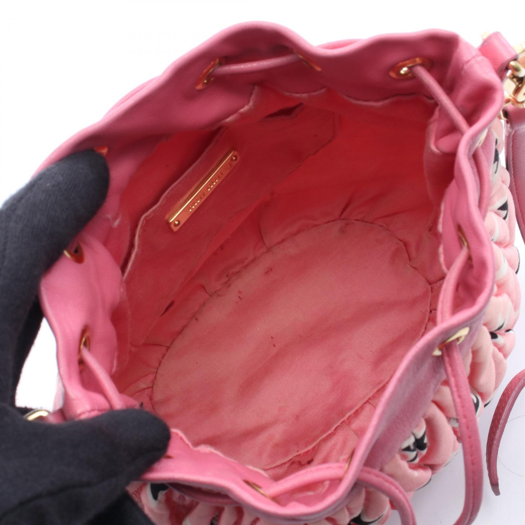 Miu Miu MATELASSE Bucket Shoulder Bag 5BE014 canvas leather Pink