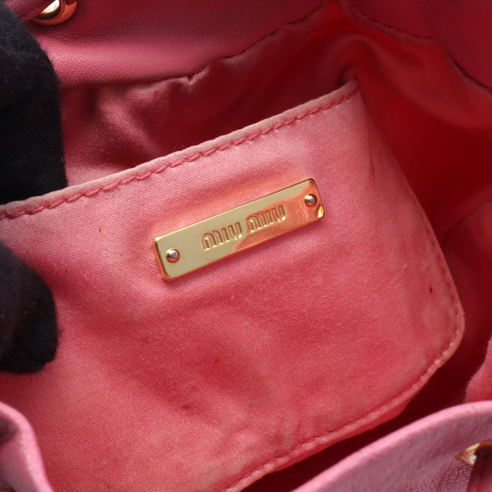 Miu Miu MATELASSE Bucket Shoulder Bag 5BE014 canvas leather Pink